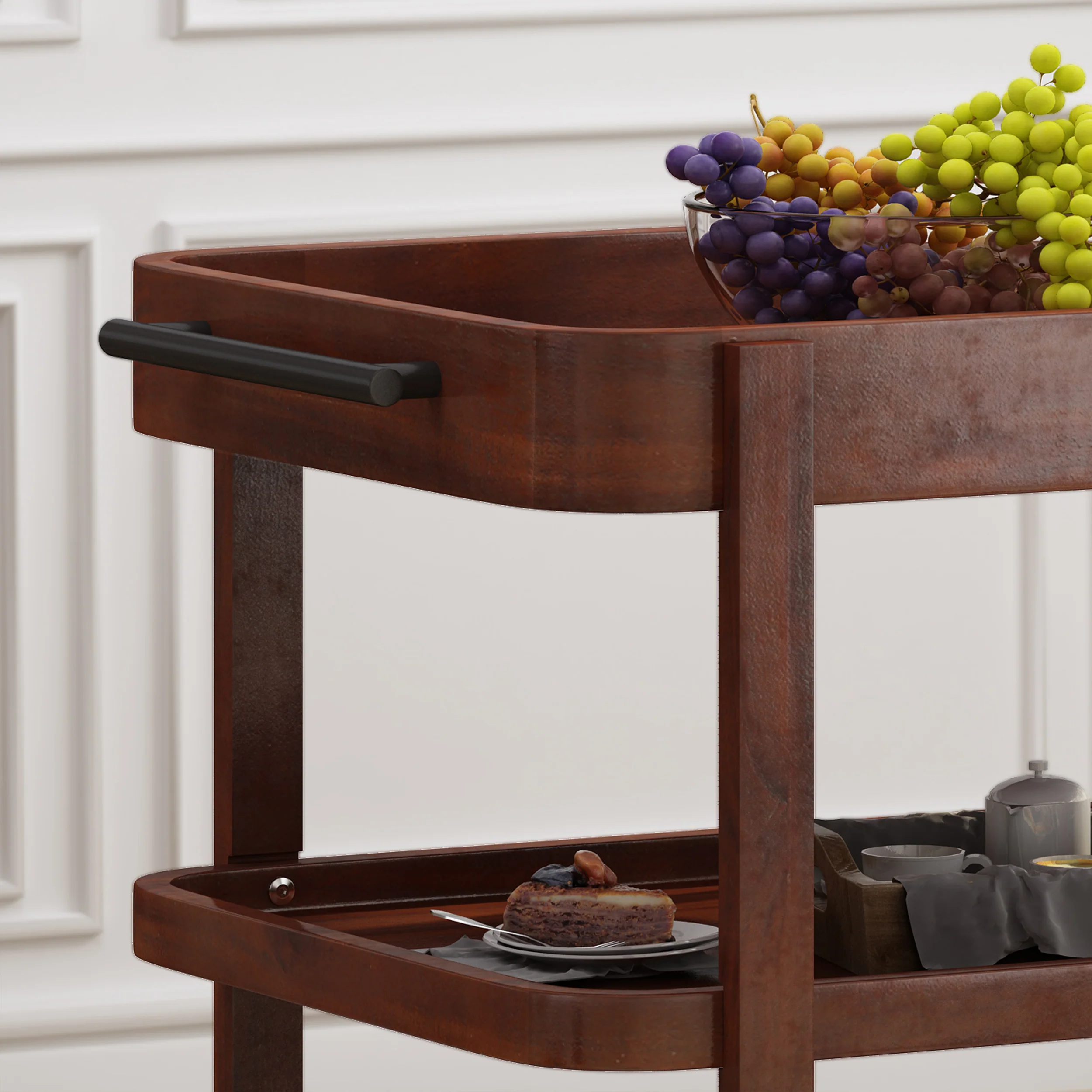 Bartlet Indoor/Outdoor Acacia Wood 3 Tiered Bar Cart, Brown Mahogany - furnishings