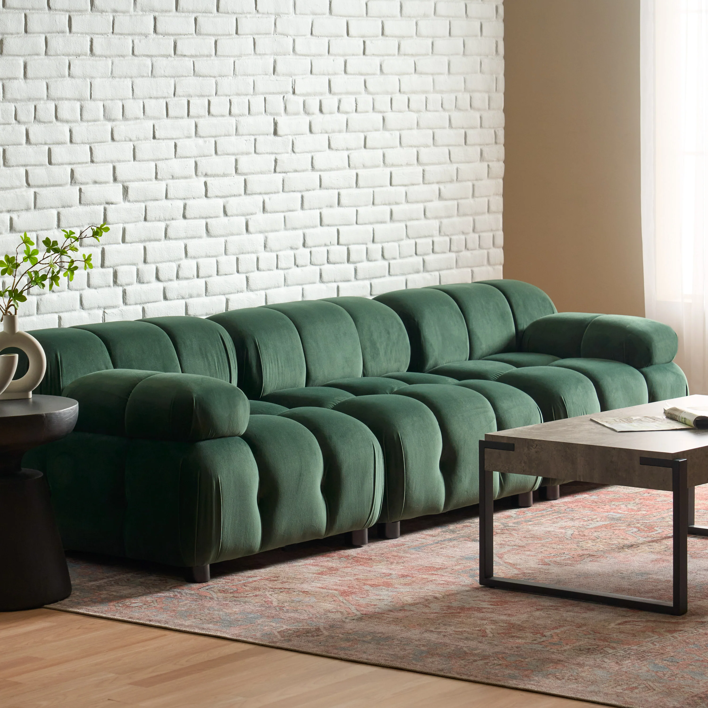 Kildare Velvet 3 Seater Modular Tufted Sofa - furnishings