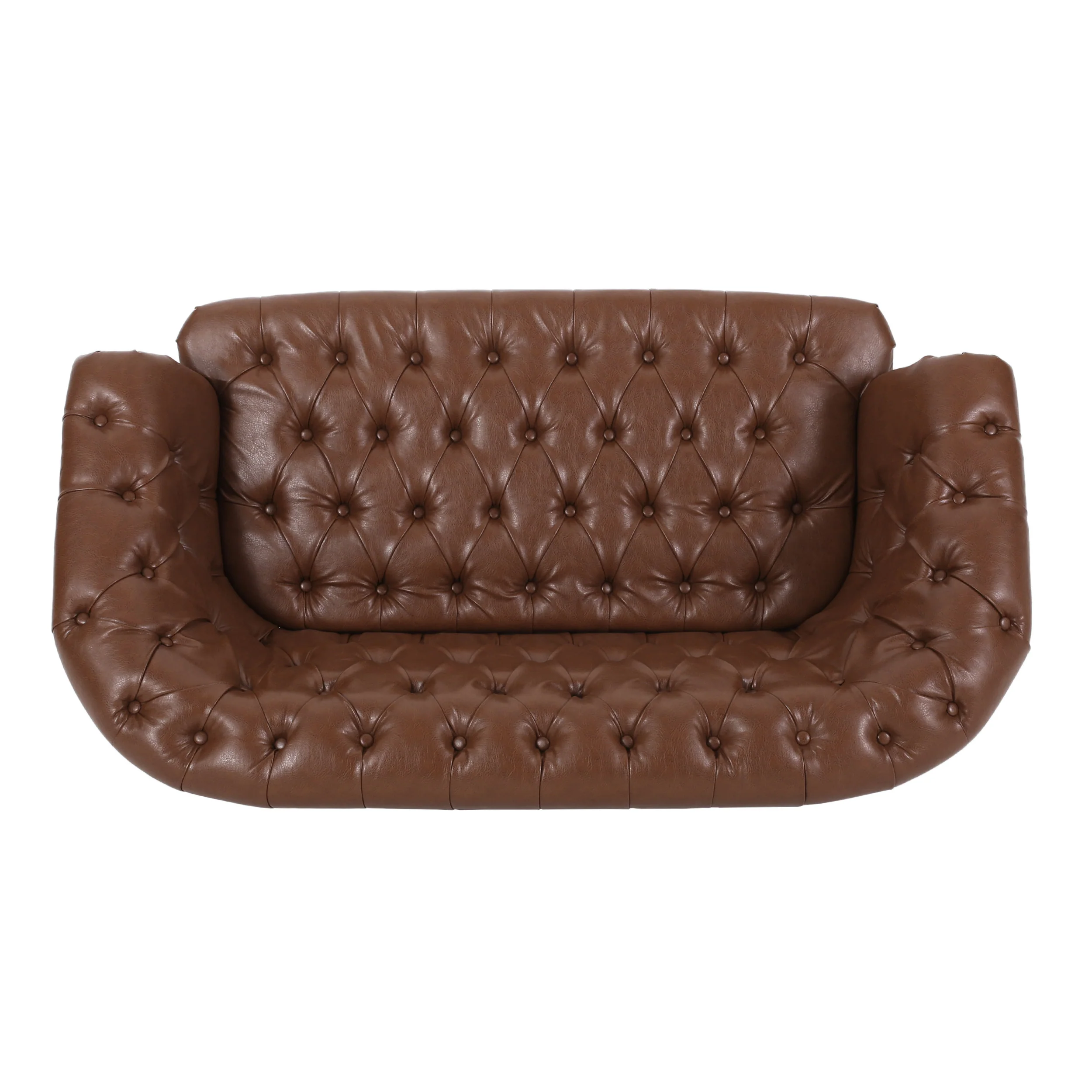 Trask Contemporary Leather Tufted Loveseat with Nailhead Trim - furnishings