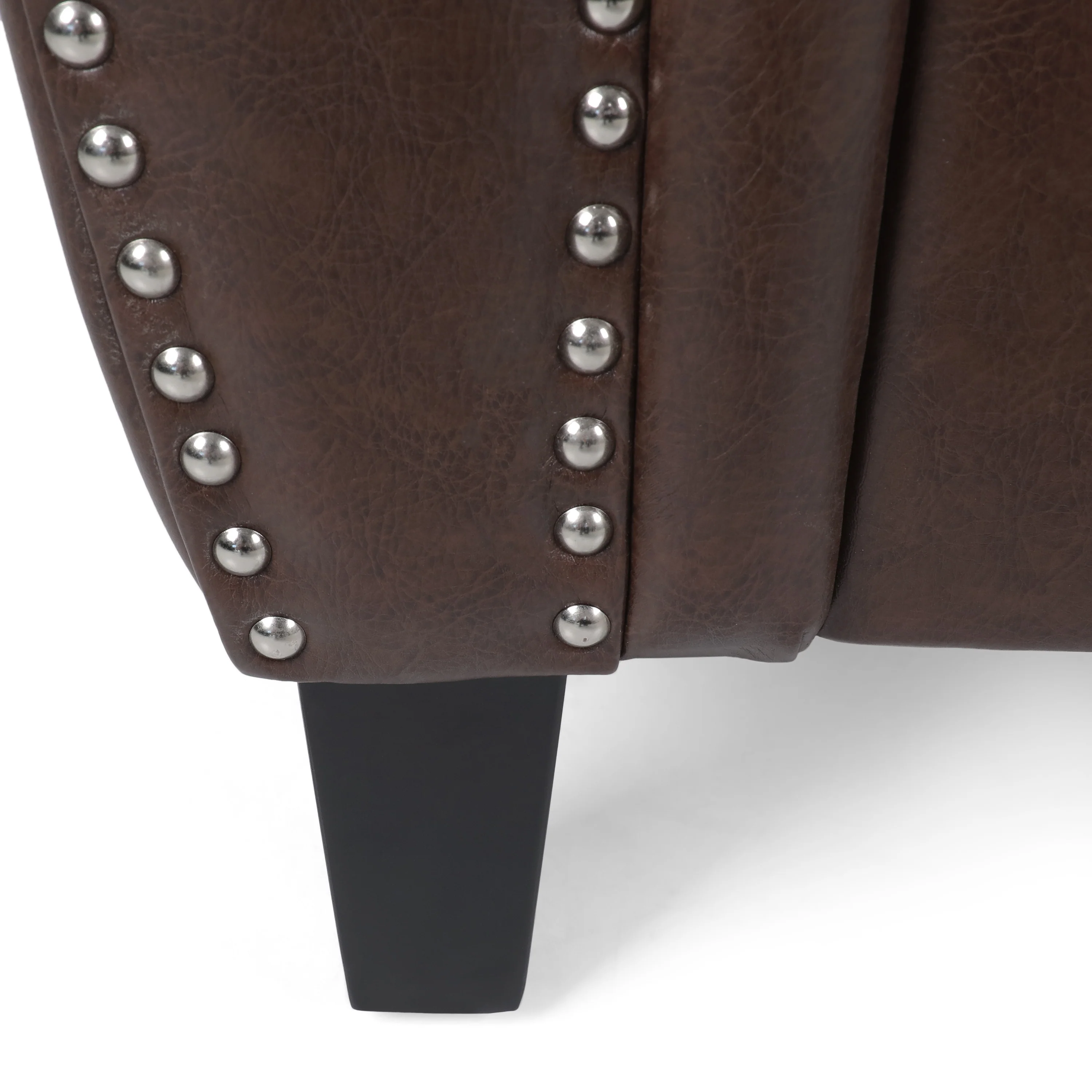 Burkehaven Contemporary Faux Leather Club Chair with Nailhead Trim - furnishings