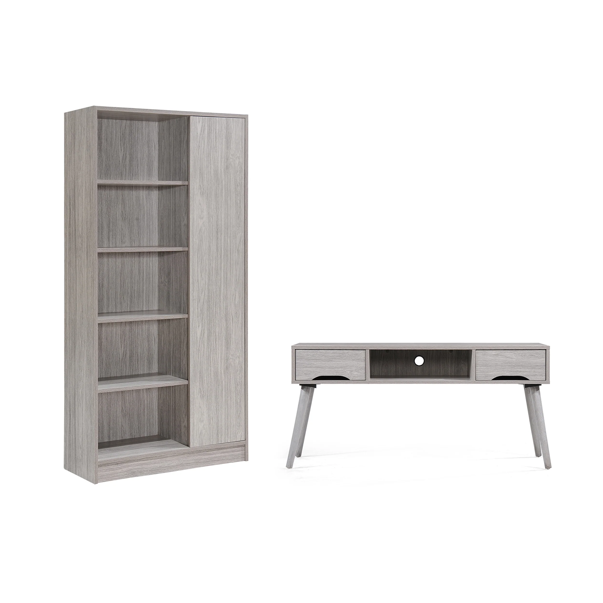 Maxine Mid Century Modern 2 Piece TV Stand & Bookcase Set - furnishings