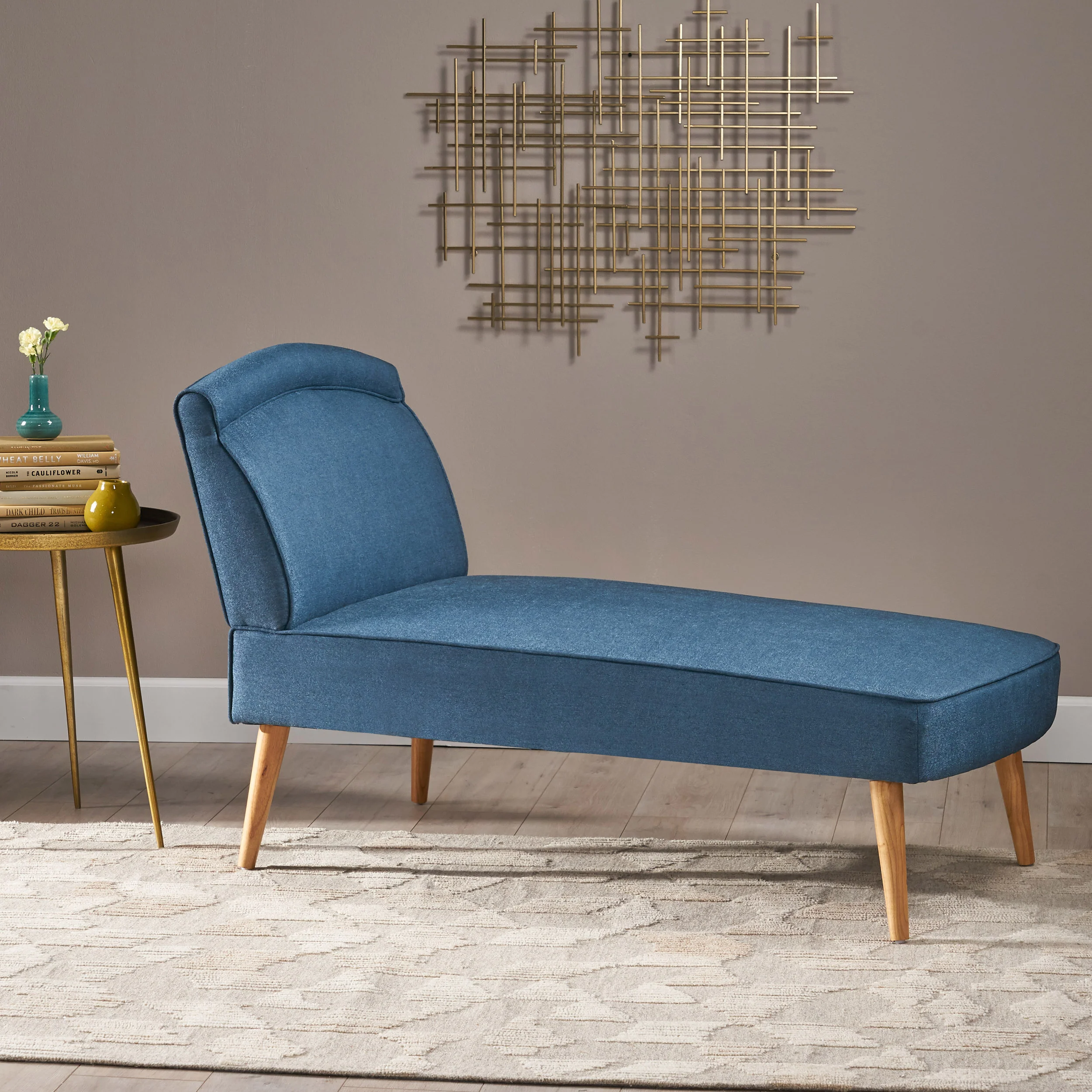 Jolie Mid Century Modern Fabric Chaise Lounge - furnishings
