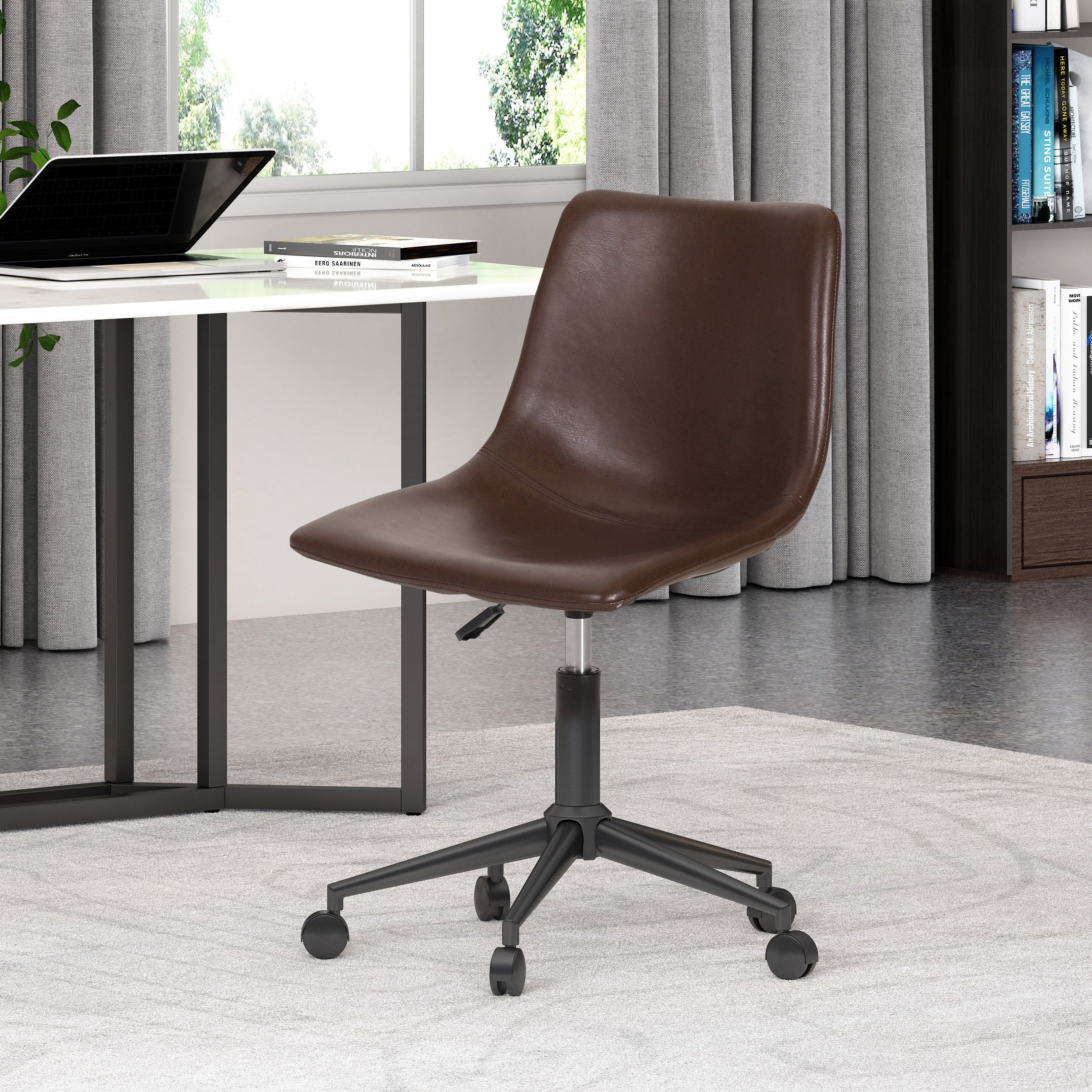 Enger Contemporary Upholstered Swivel Office Chair with Rolling Casters - furnishings