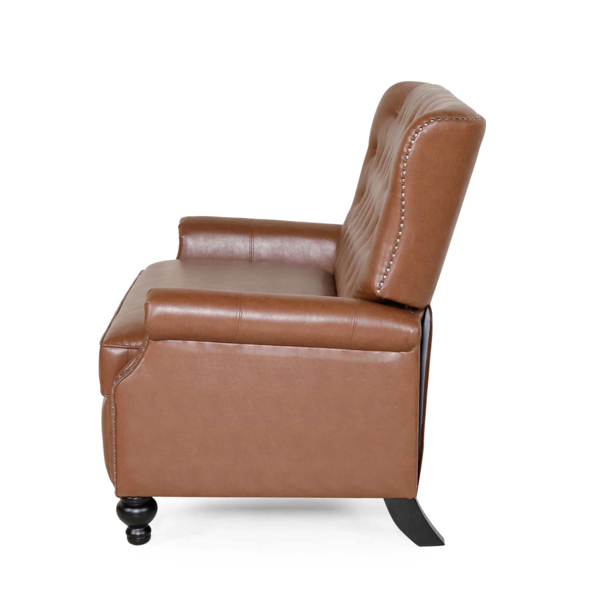 Belknap Contemporary Faux Leather Tufted Oversized Recliner with Nailhead Trim - furnishings