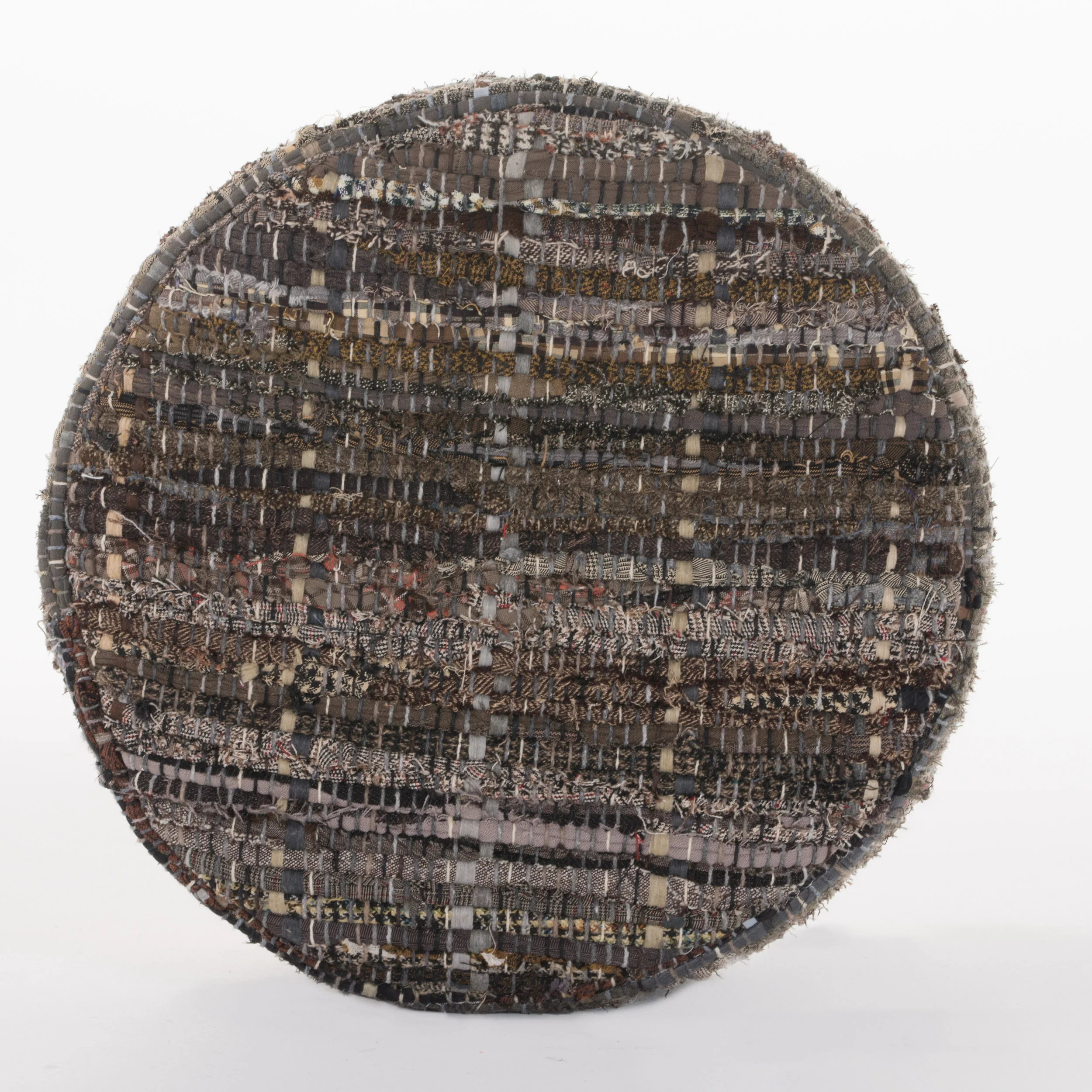 Harrison Handcrafted Boho Fabric Round Ottoman Stool - furnishings