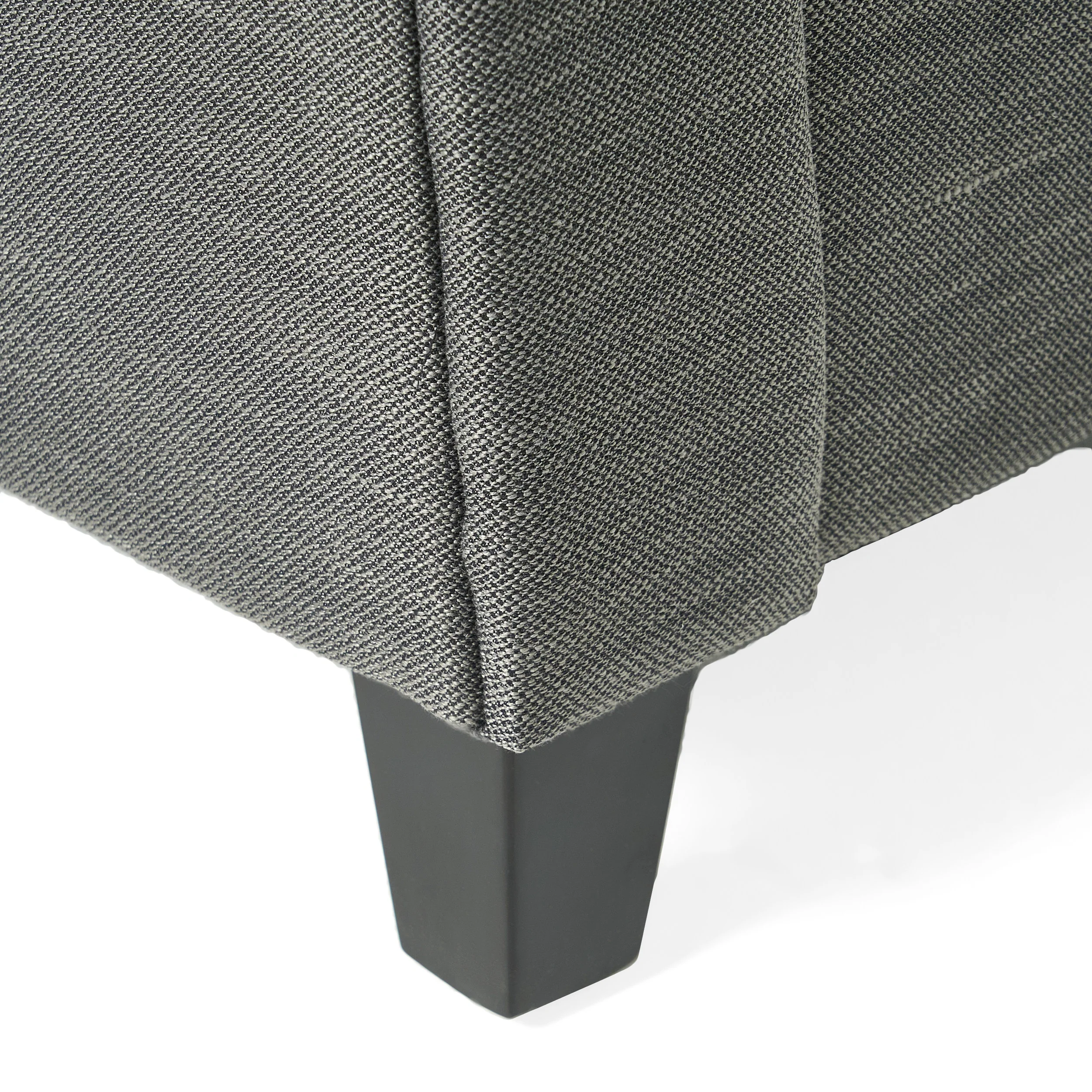 James Beige Tufted Fabric Armed Storage Ottoman Bench - furnishings