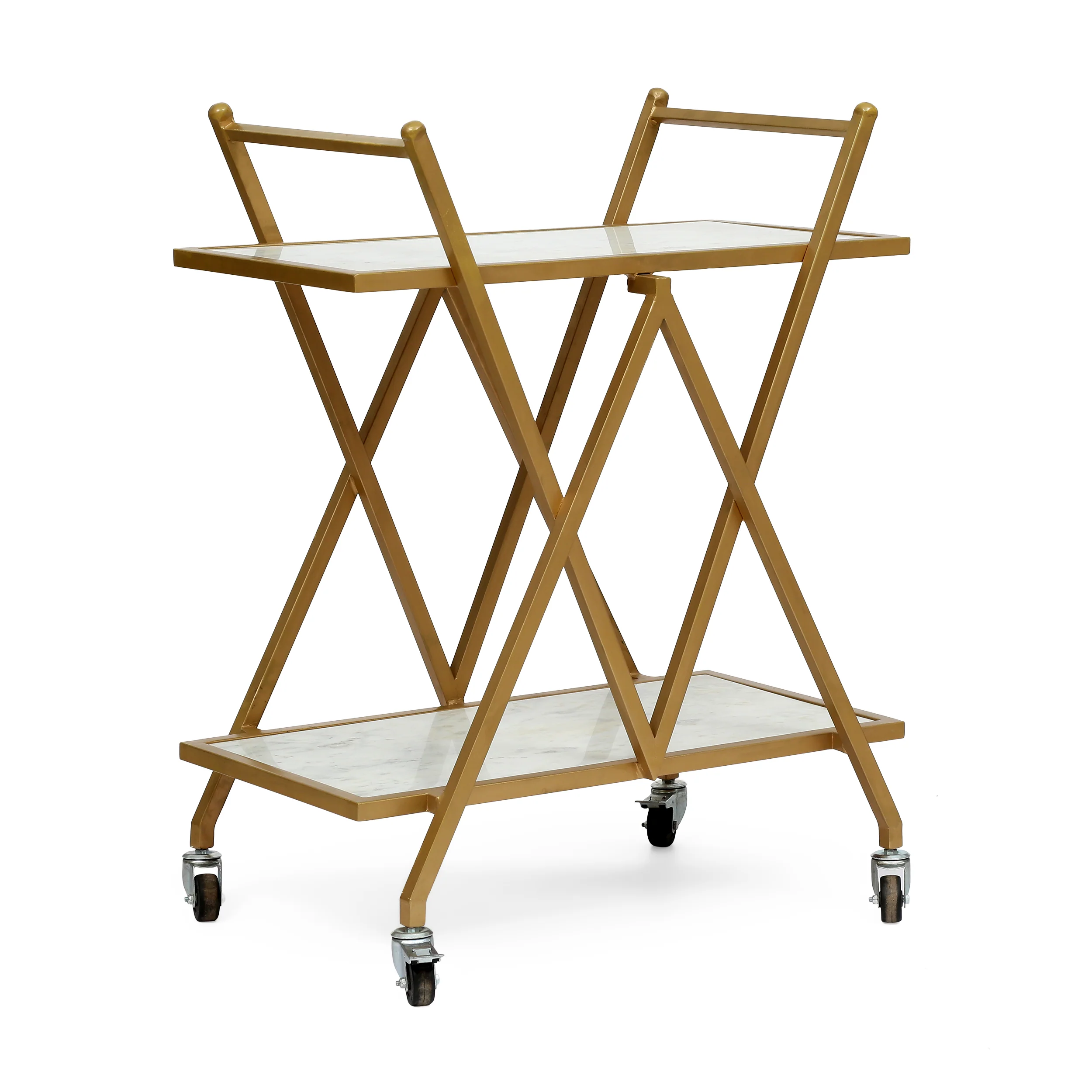 Adair Handcrafted Modern Glam Marble Bar Cart - furnishings