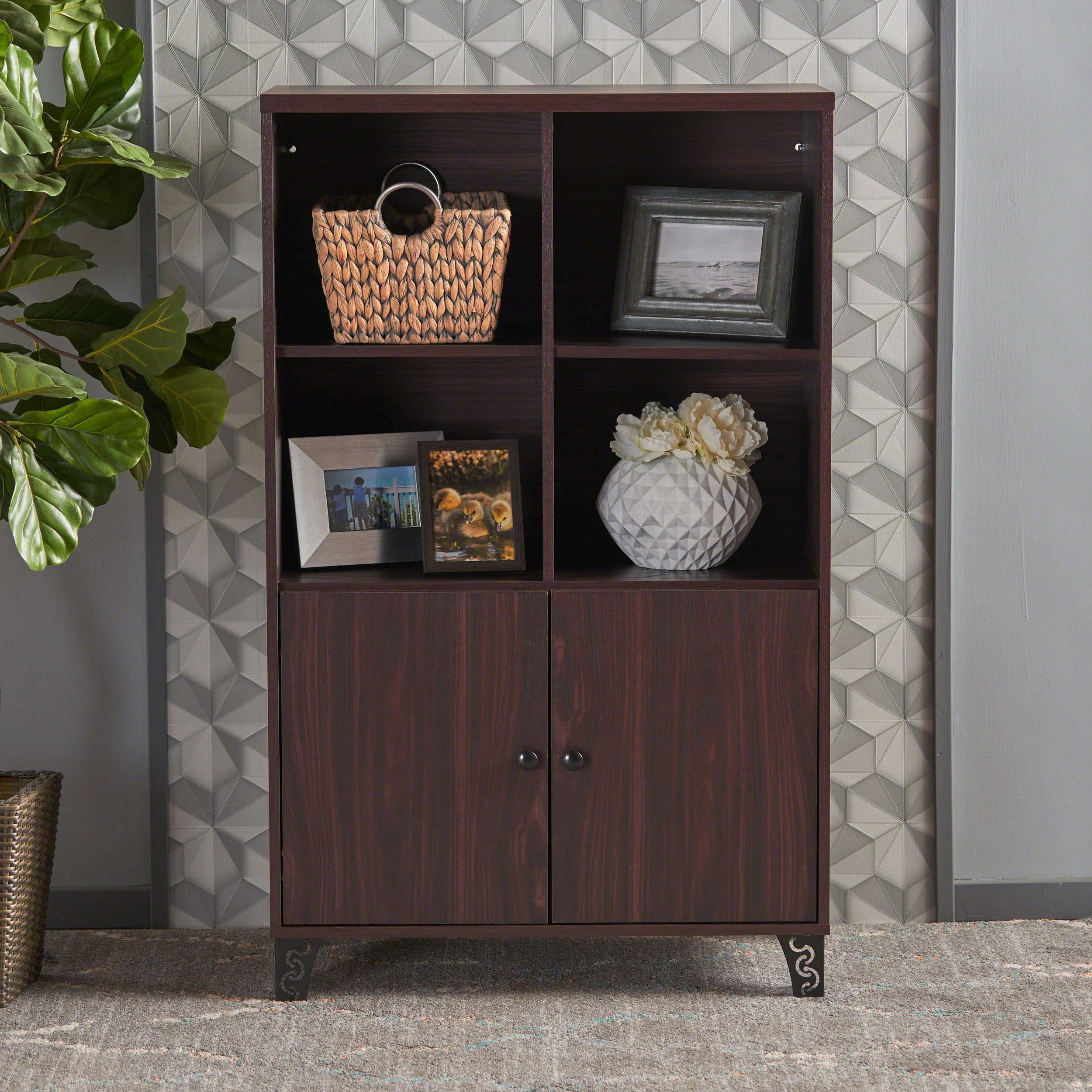 Justina Mid Century Modern Shelf Cabinet - furnishings