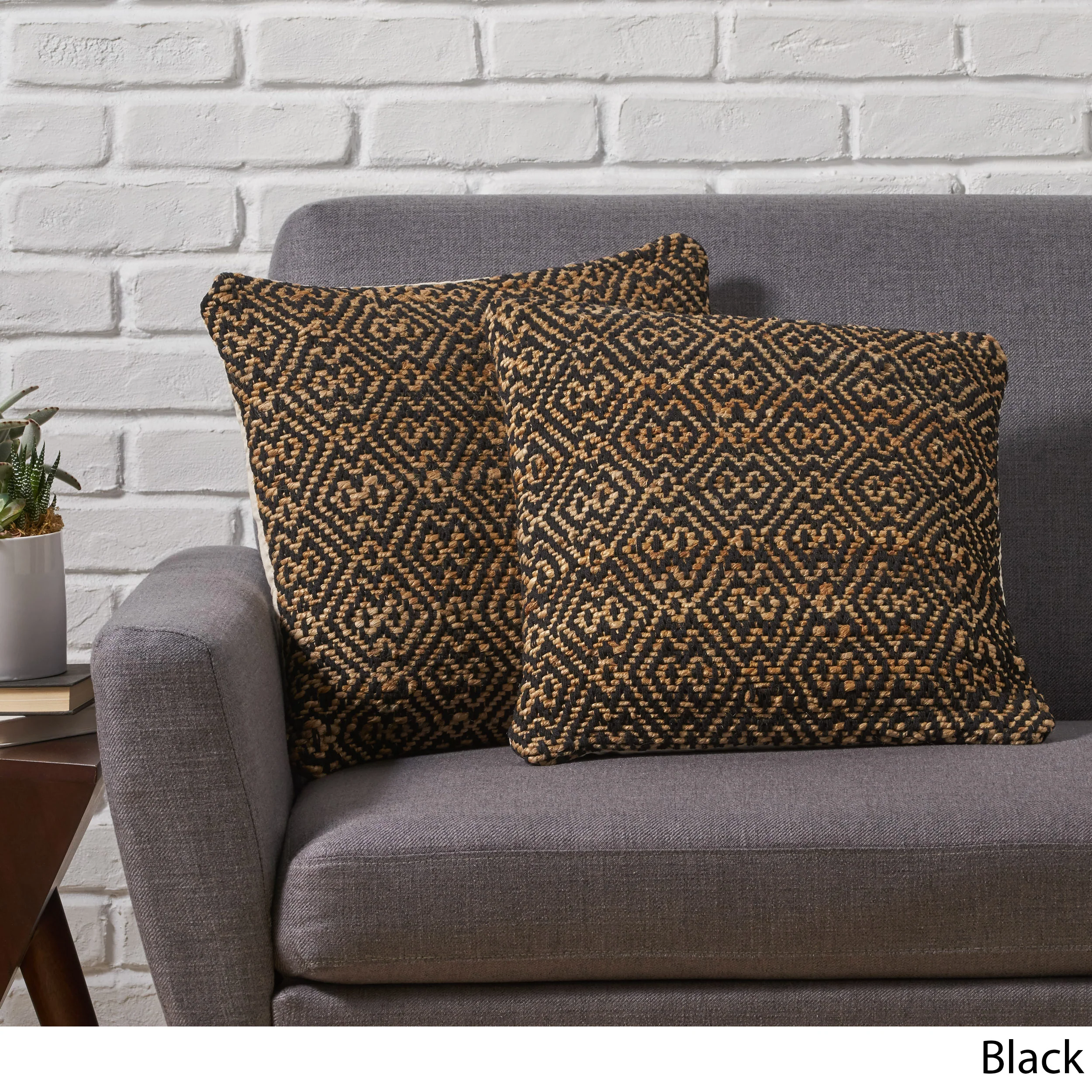 Tzipporah Boho Jute and Cotton Throw Pillow (Set of 2) - furnishings