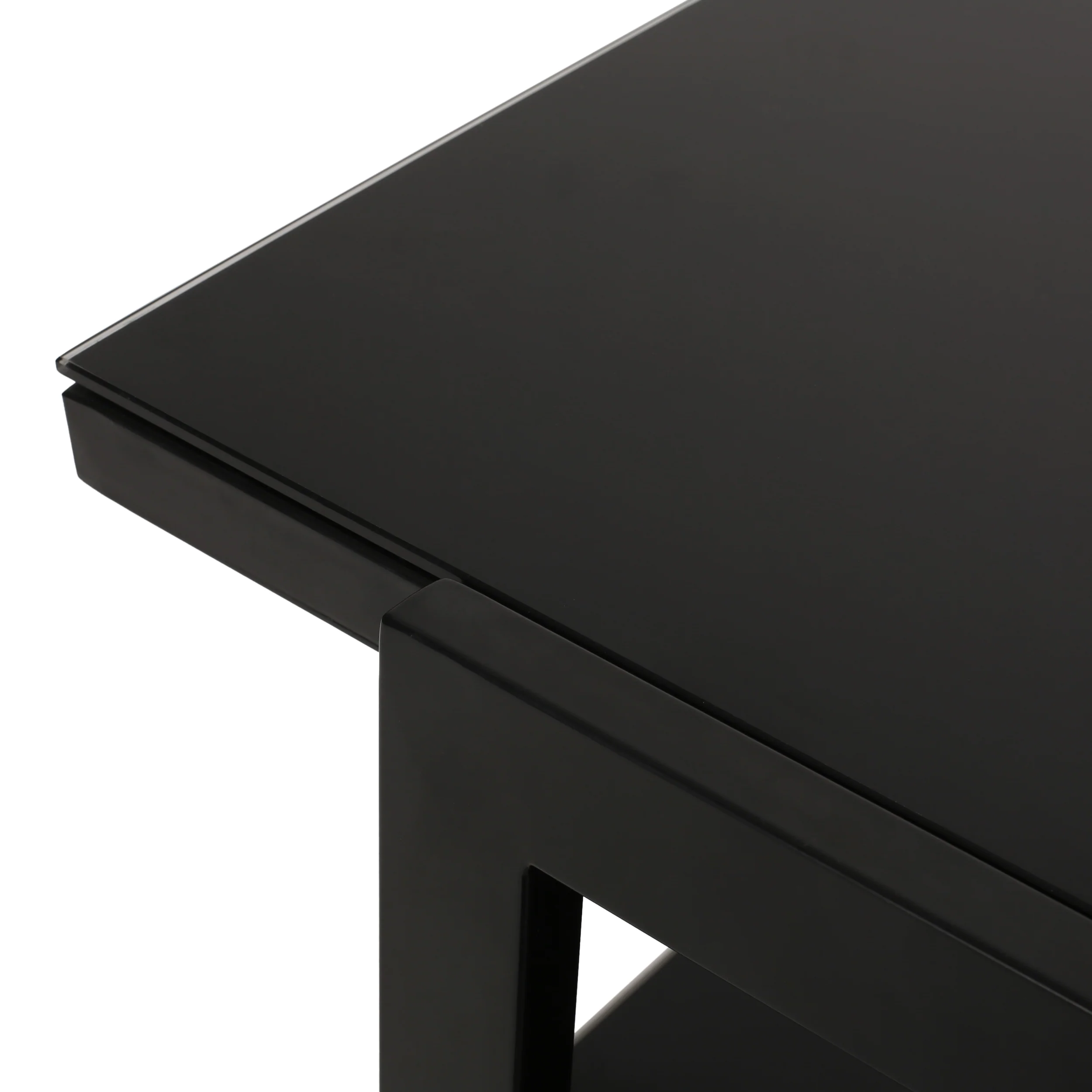 Tilley Modern Glass Top Coffee Table with Shelf, Black - furnishings