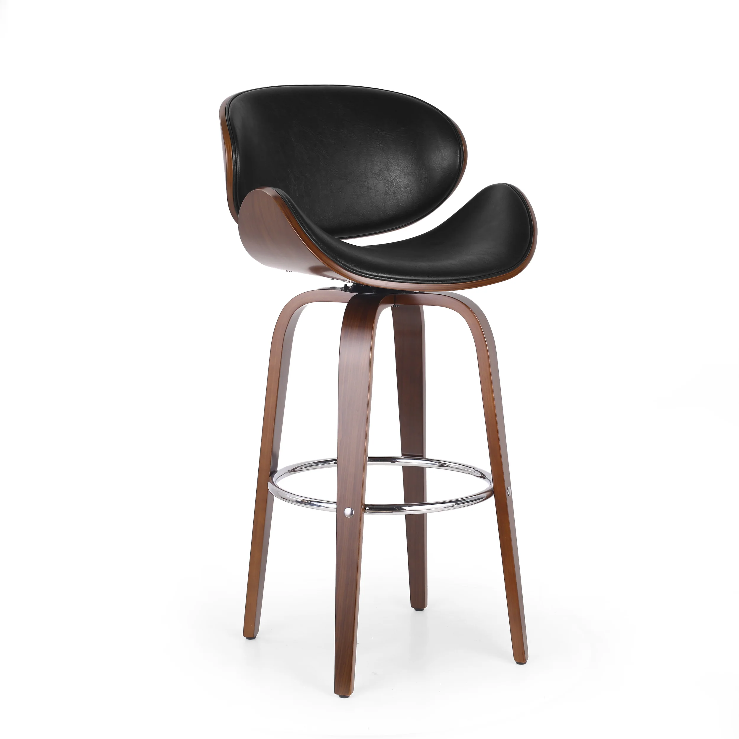 Candler Mid-Century Modern Upholstered Swivel Barstool - furnishings