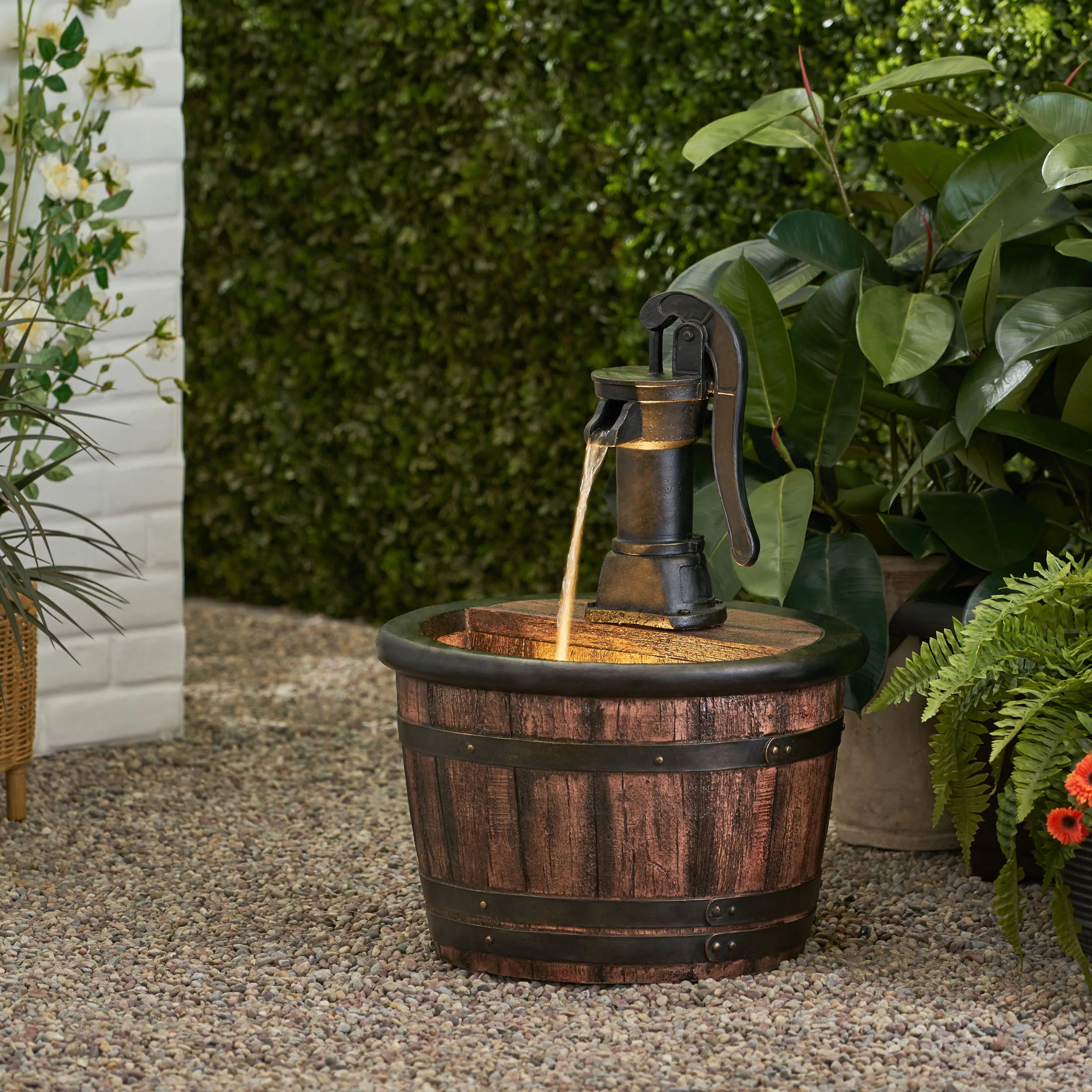 Catoosa Beaver Outdoor Water Pump Fountain - furnishings