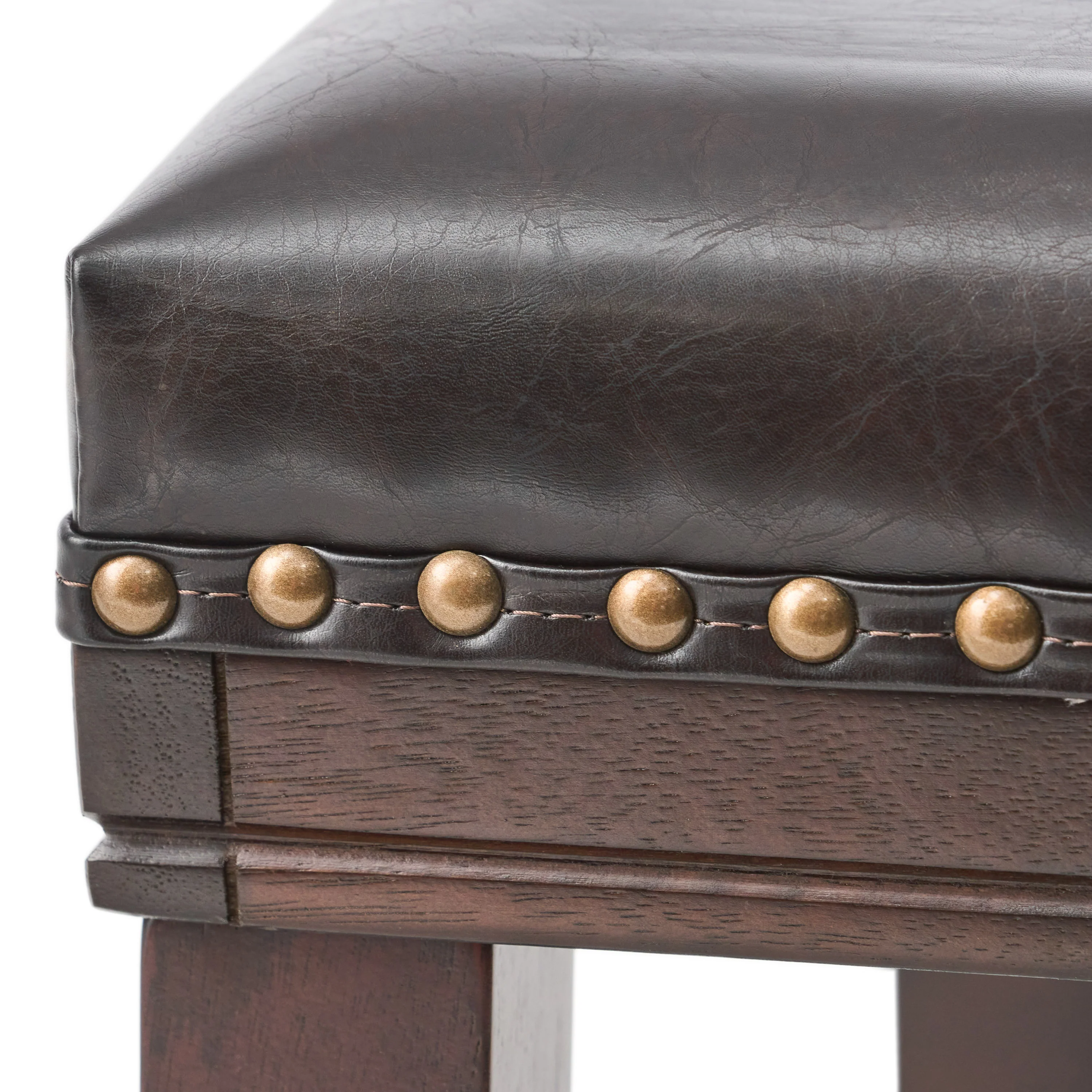 Estes Studded 30 Inch Brown Leather Saddle Barstool, Set of 2 - furnishings