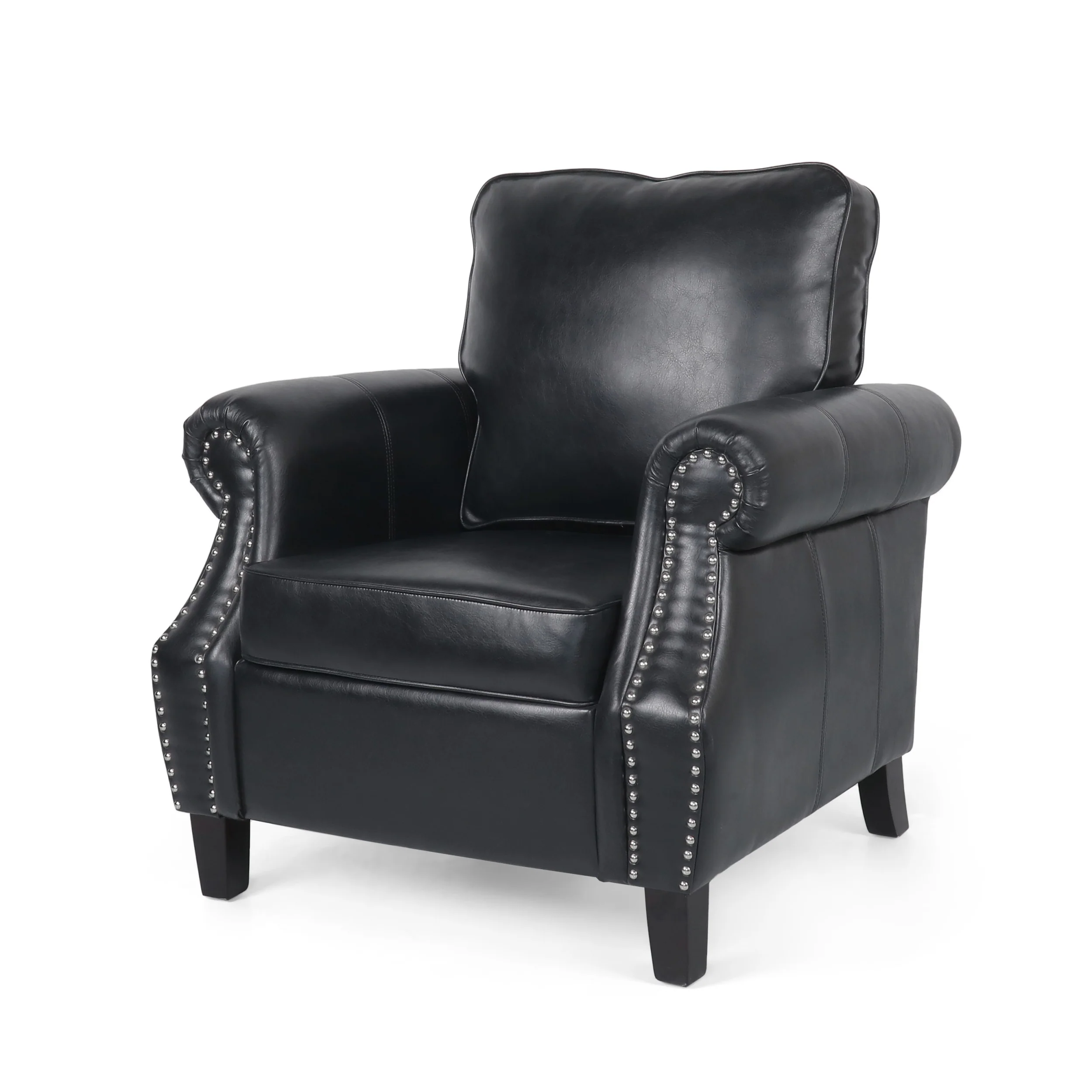 Burkehaven Contemporary Faux Leather Club Chair with Nailhead Trim - furnishings