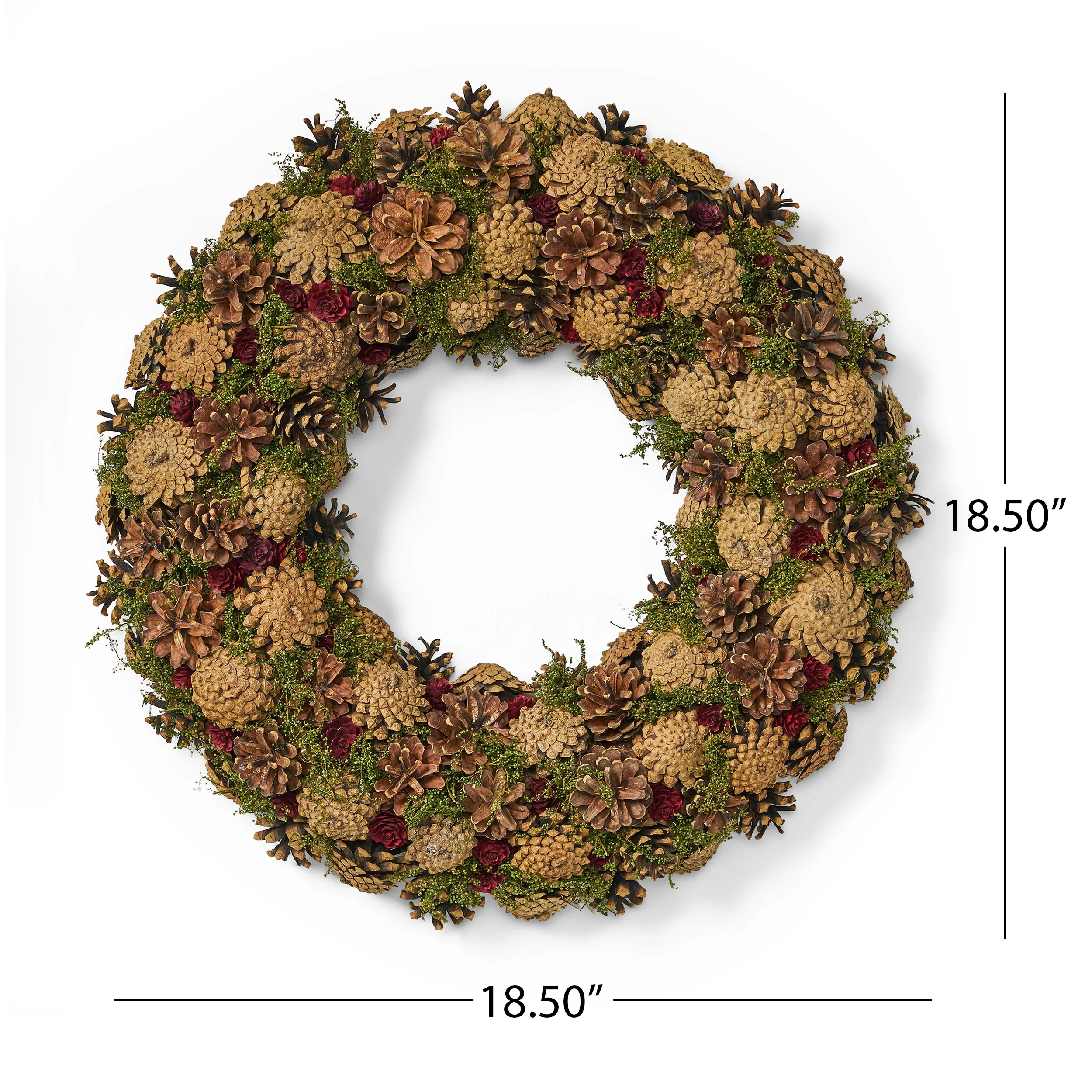18.5 Inch Artificial Pinecone Christmas Wreath - furnishings