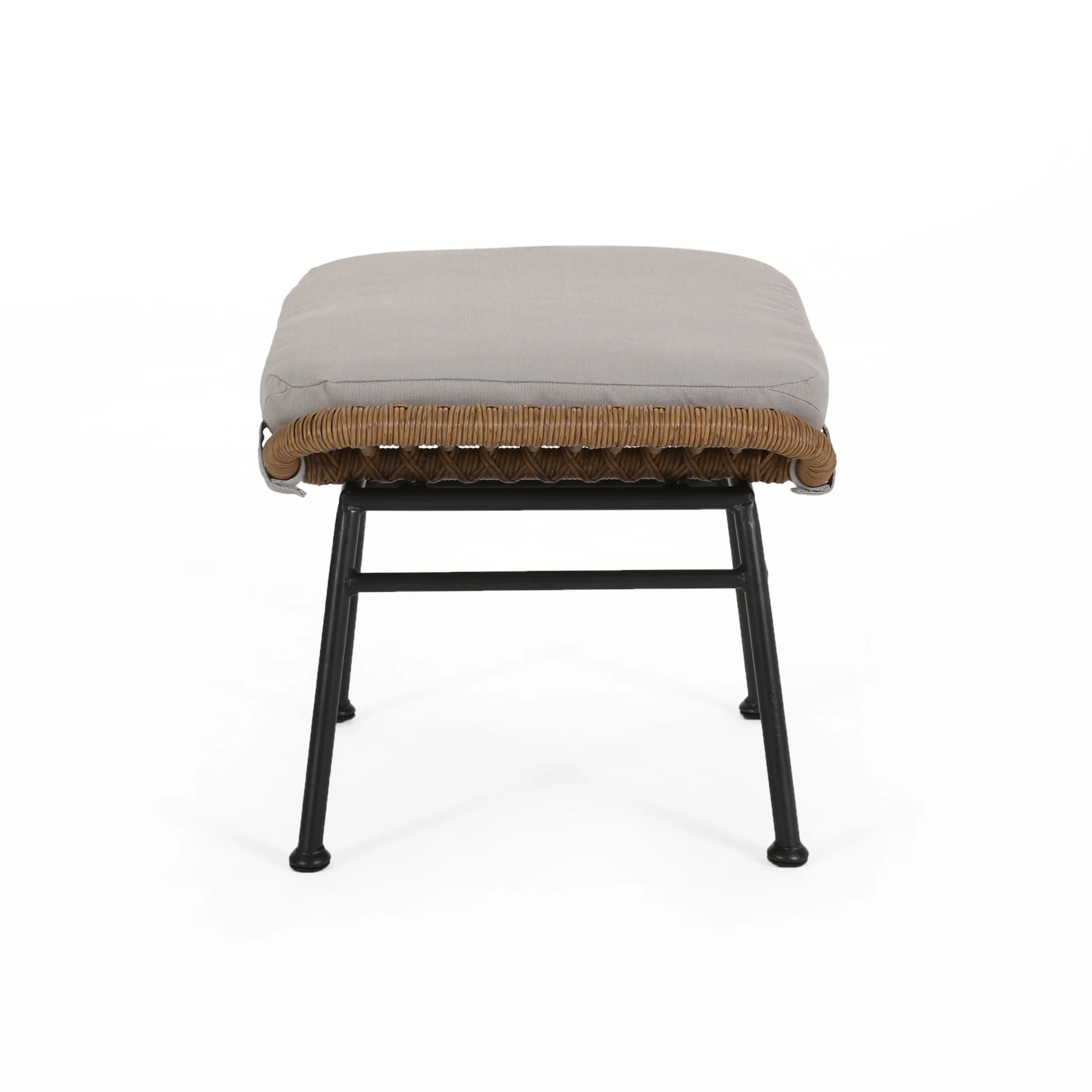 Gloria Outdoor Modern Boho Wicker Ottoman (Set of 2) - furnishings