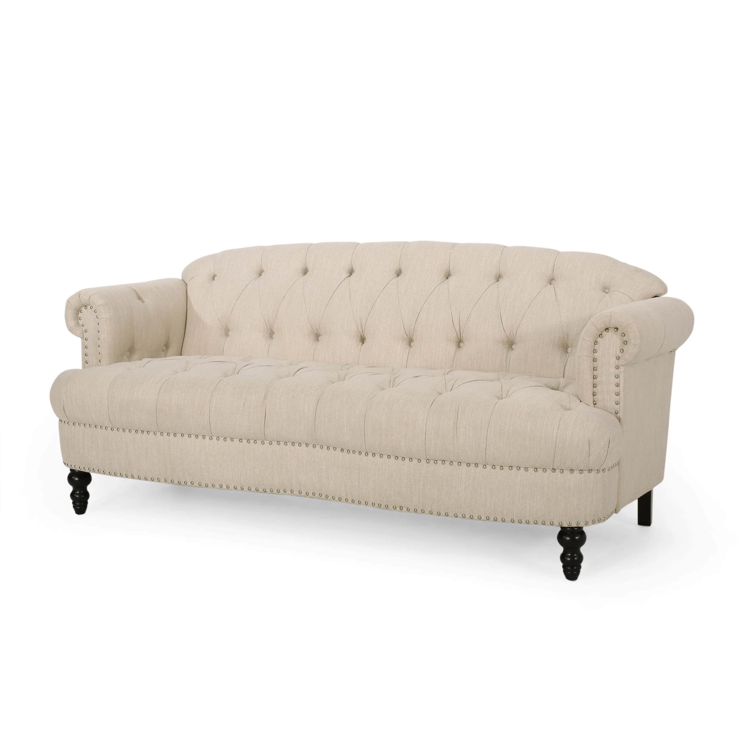 Elspeth Contemporary Deep Tufted Sofa with Nailhead Trim - furnishings