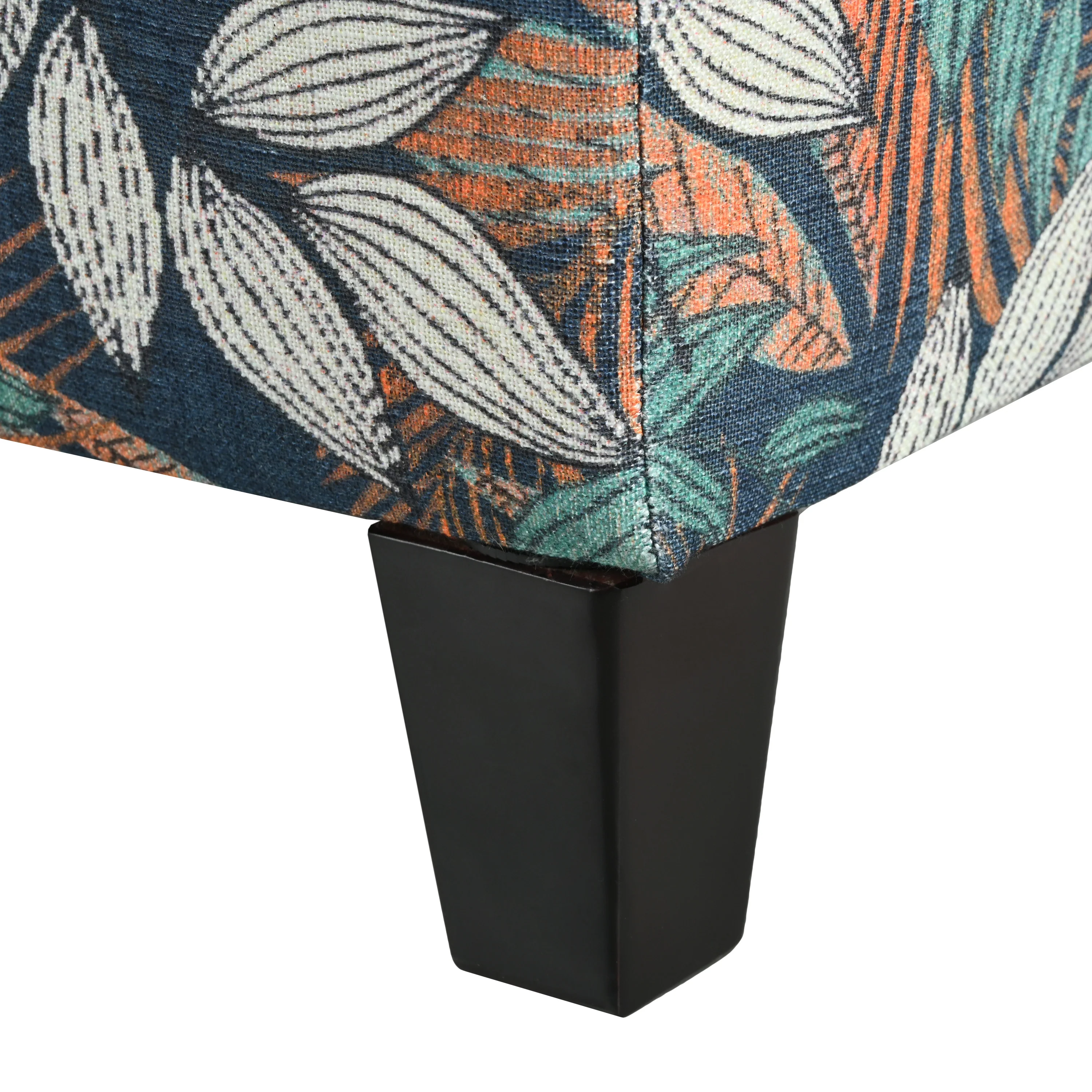 Delray Delray Orange and White Floral Fabric Storage Ottoman - furnishings
