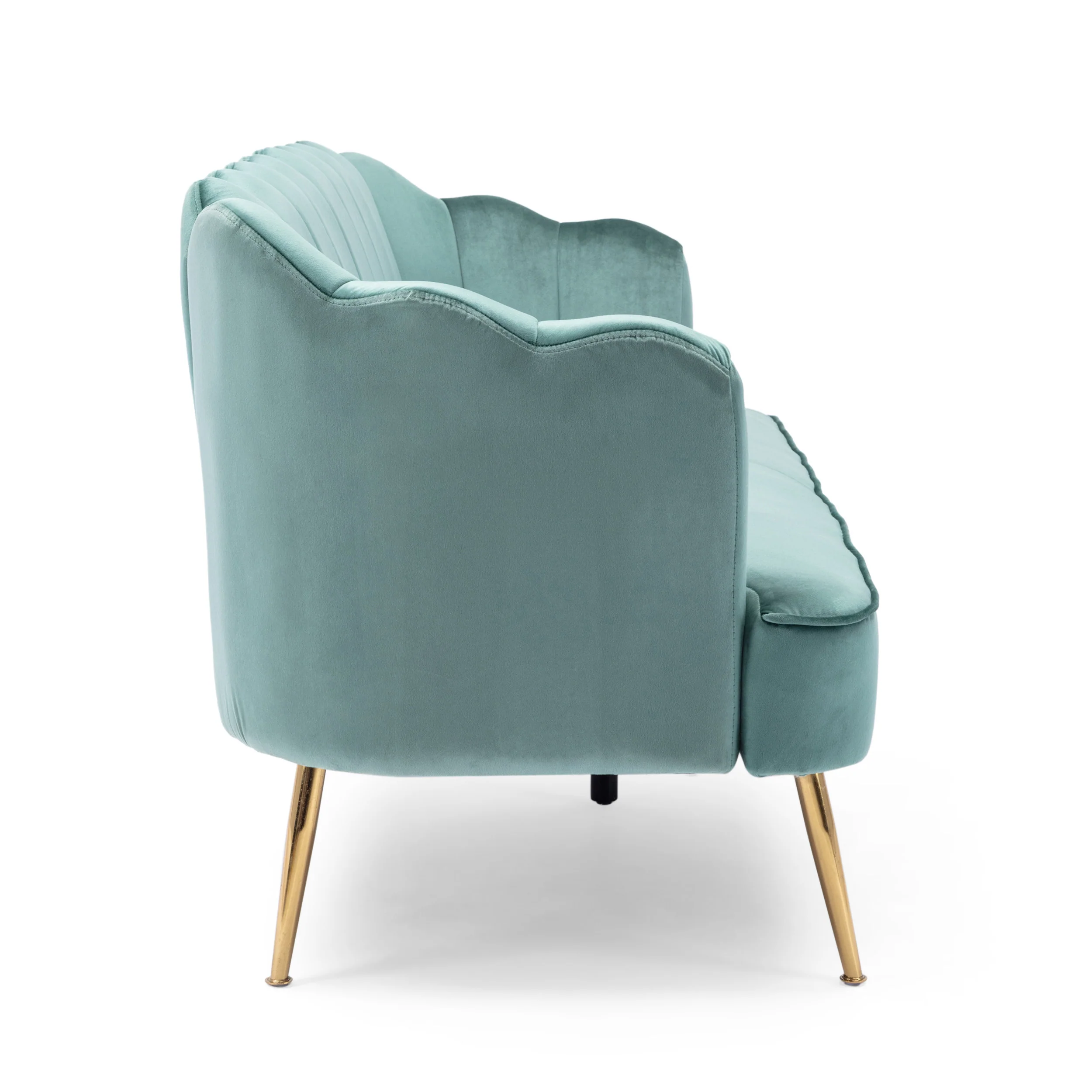 Ohnstad Modern Glam Velvet Channel Stitch 3 Seater Shell Sofa - furnishings