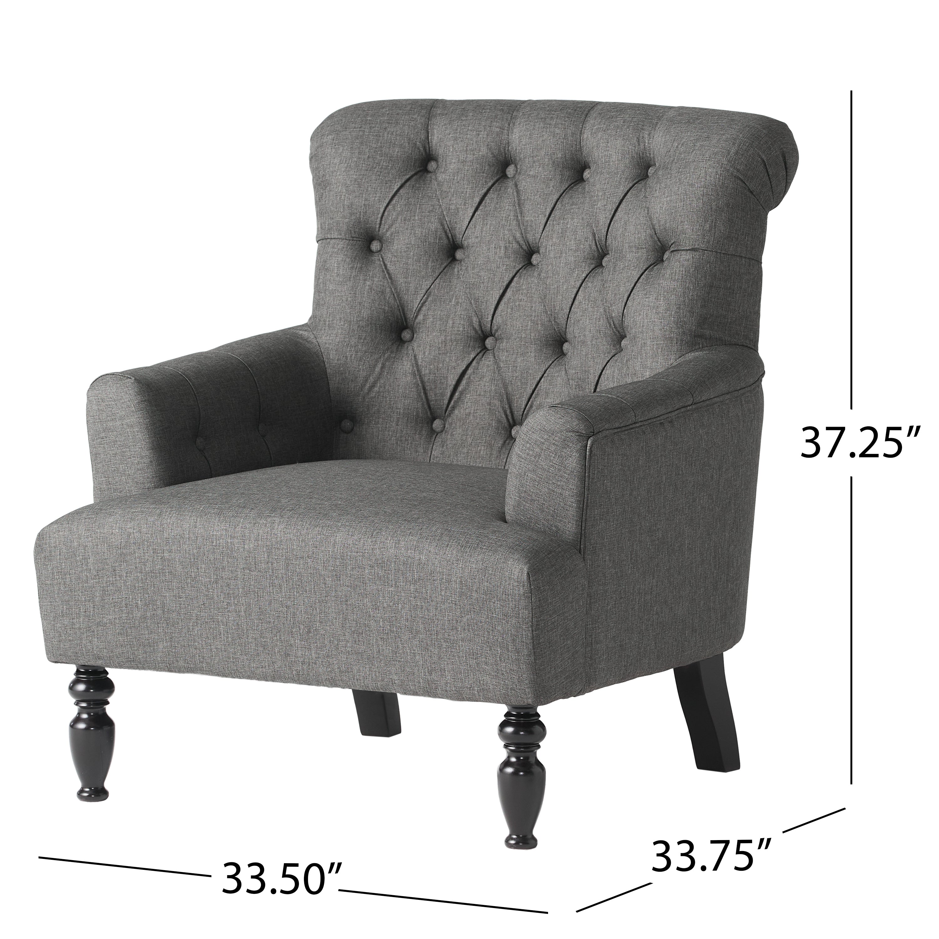 Harvey Contemporary Button-Tufted Fabric Club Chair with Rolled Backrest - furnishings