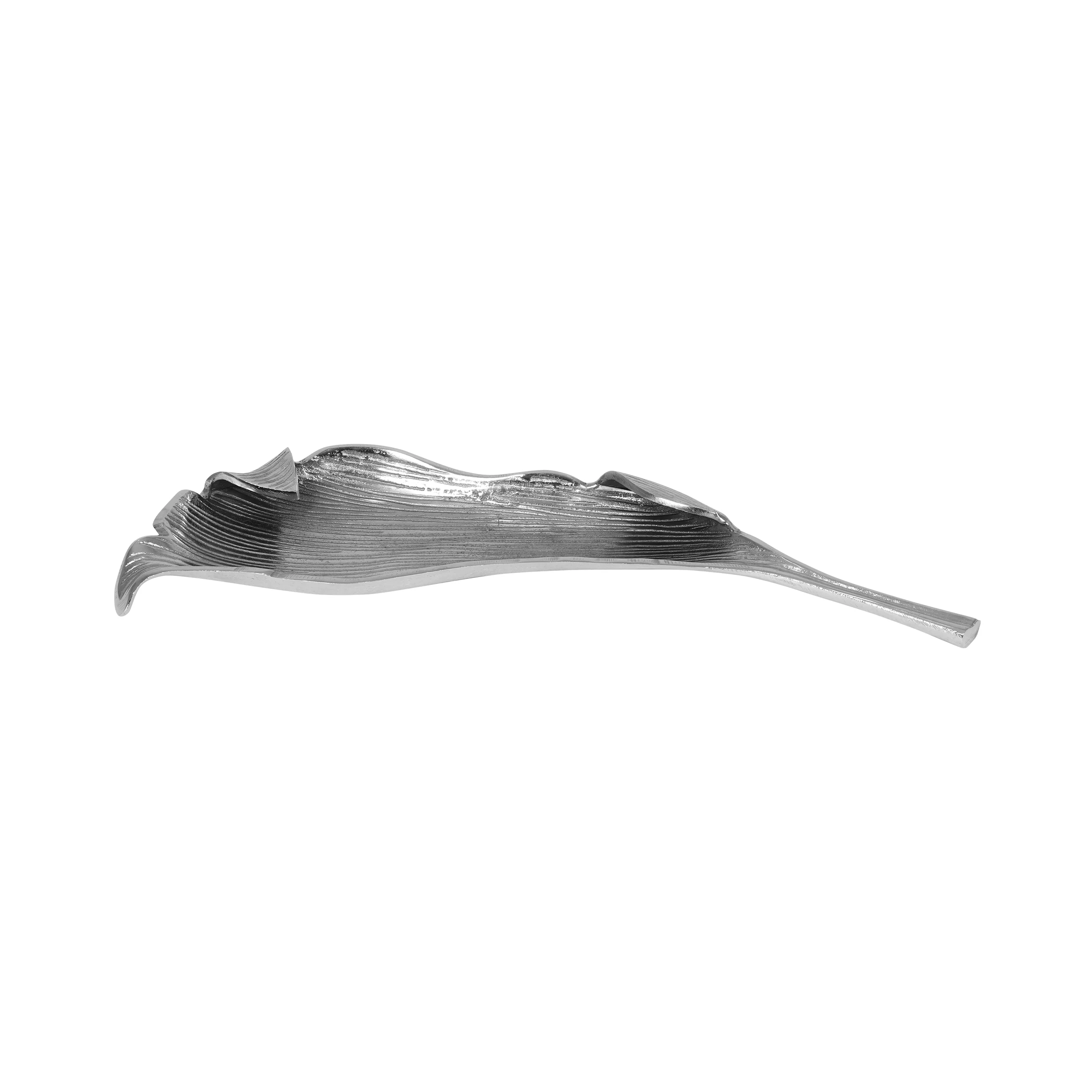 Mooney Handmade Aluminum Decorative Leaf Platter, Raw Nickel - furnishings