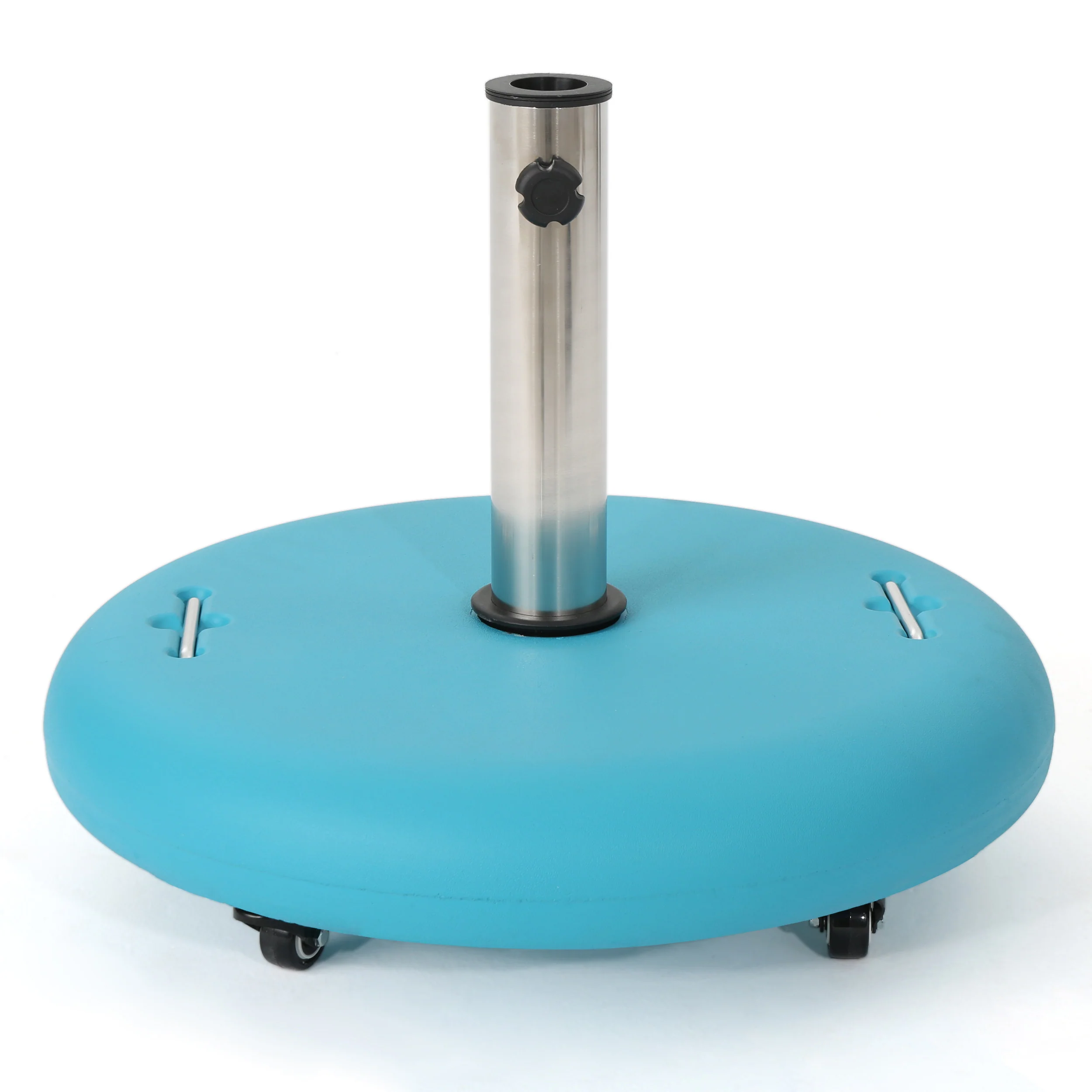 Louise Outdoor Concrete Circular 80lb Umbrella Base with Steel Umbrella Holder - furnishings