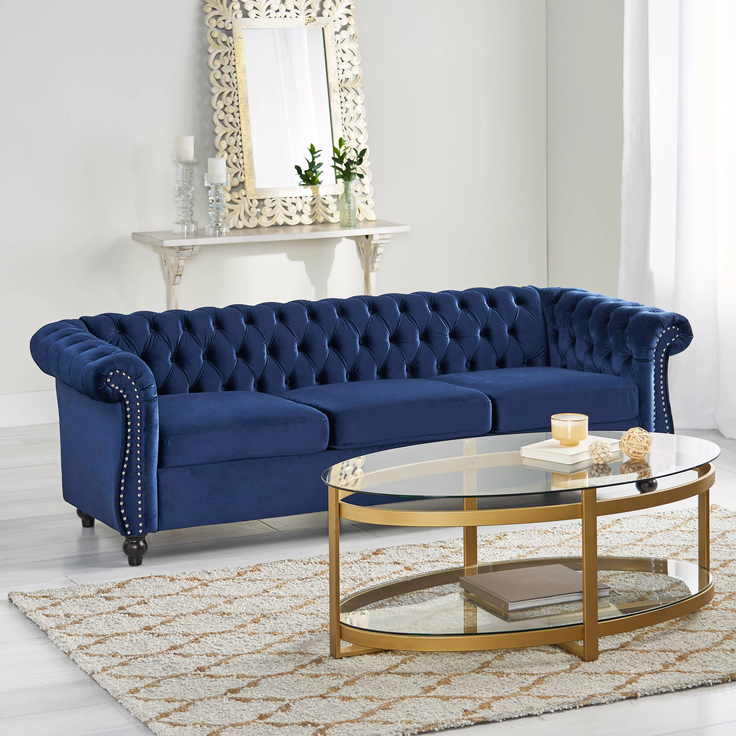 Adetokunbo Tufted Velvet Chesterfield 3 Seater Sofa - furnishings