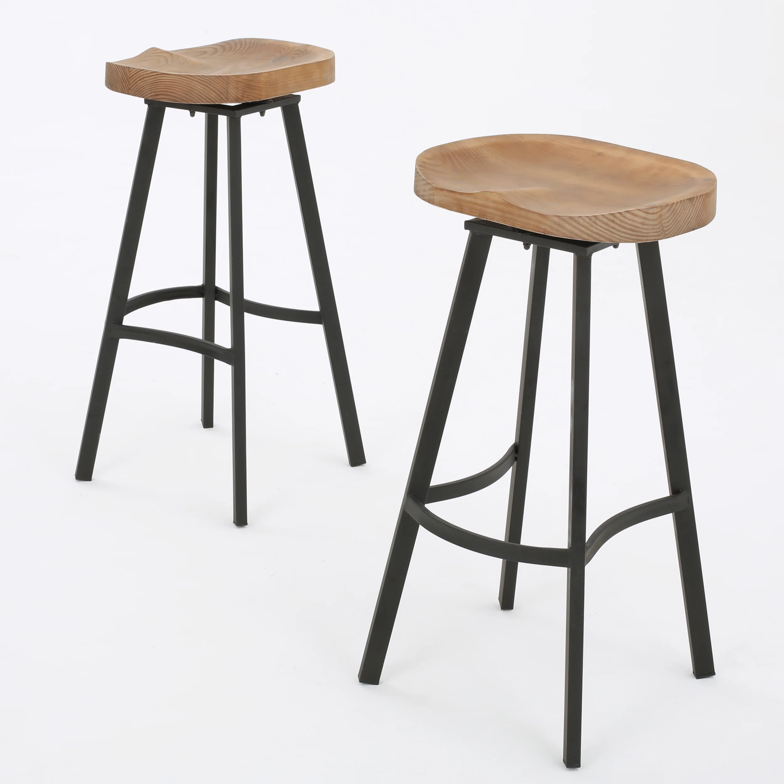 Shea 32-Inch Wood and Iron Rustic Swivel Barstool (Set of 2) - furnishings