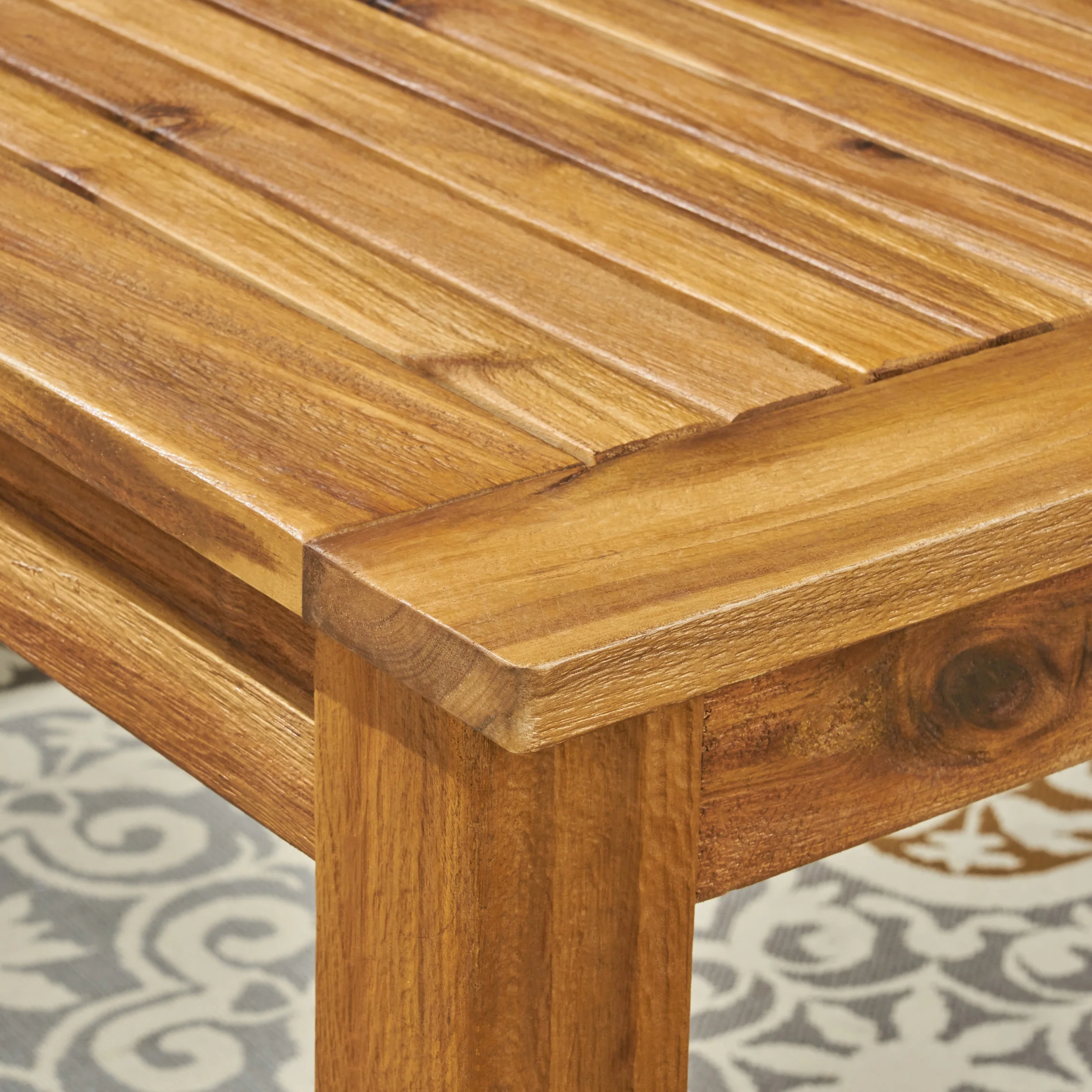 Saluda Outdoor Wood and Wicker Expandable Dining Set - furnishings