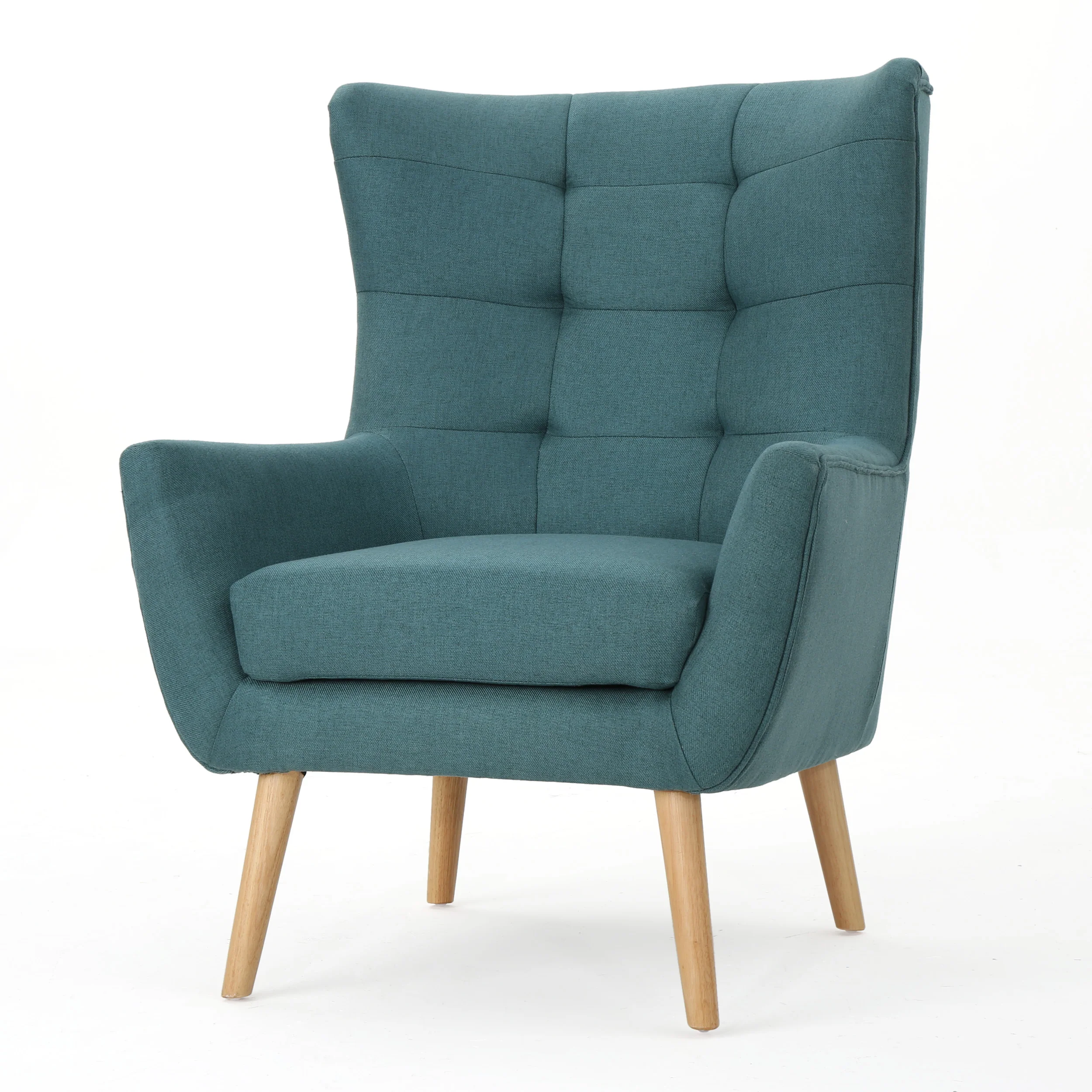 Temescal Mid Century Modern Dark Teal Fabric Accent Chair - furnishings