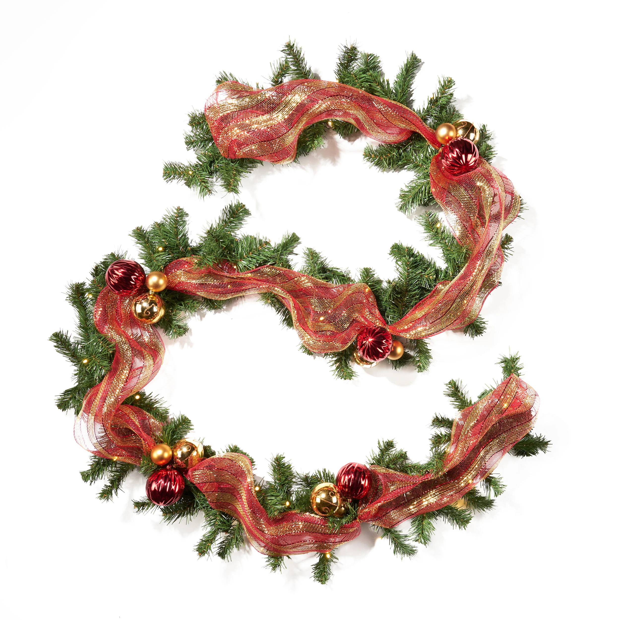 9-foot Noble Fir Pre-Lit Warm White LED Pre-Decorated Artificial Christmas Garland - furnishings
