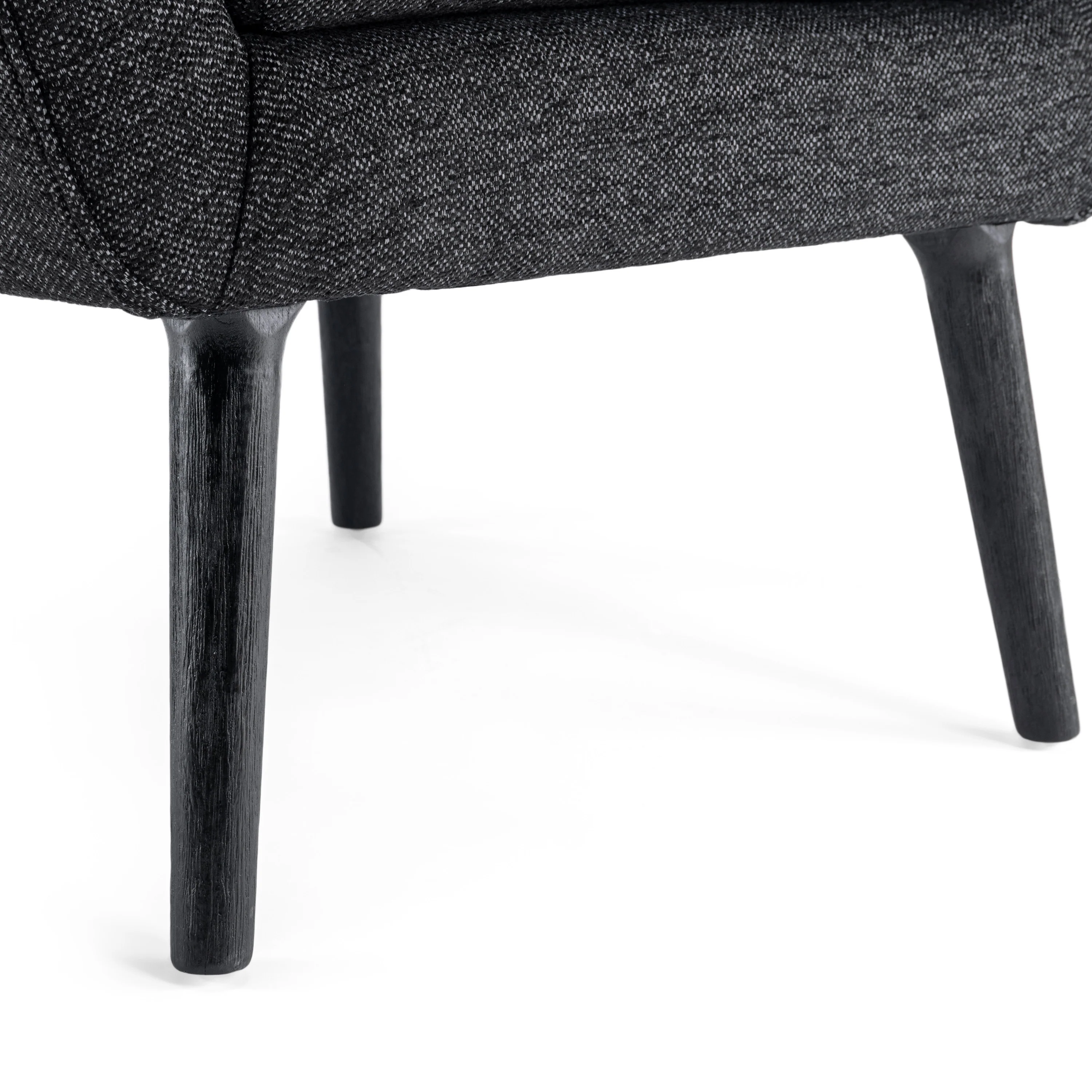 Eastdale Mid Century Modern Upholstered Wingback Club Chair, Black Textured Tweed and Black - furnishings