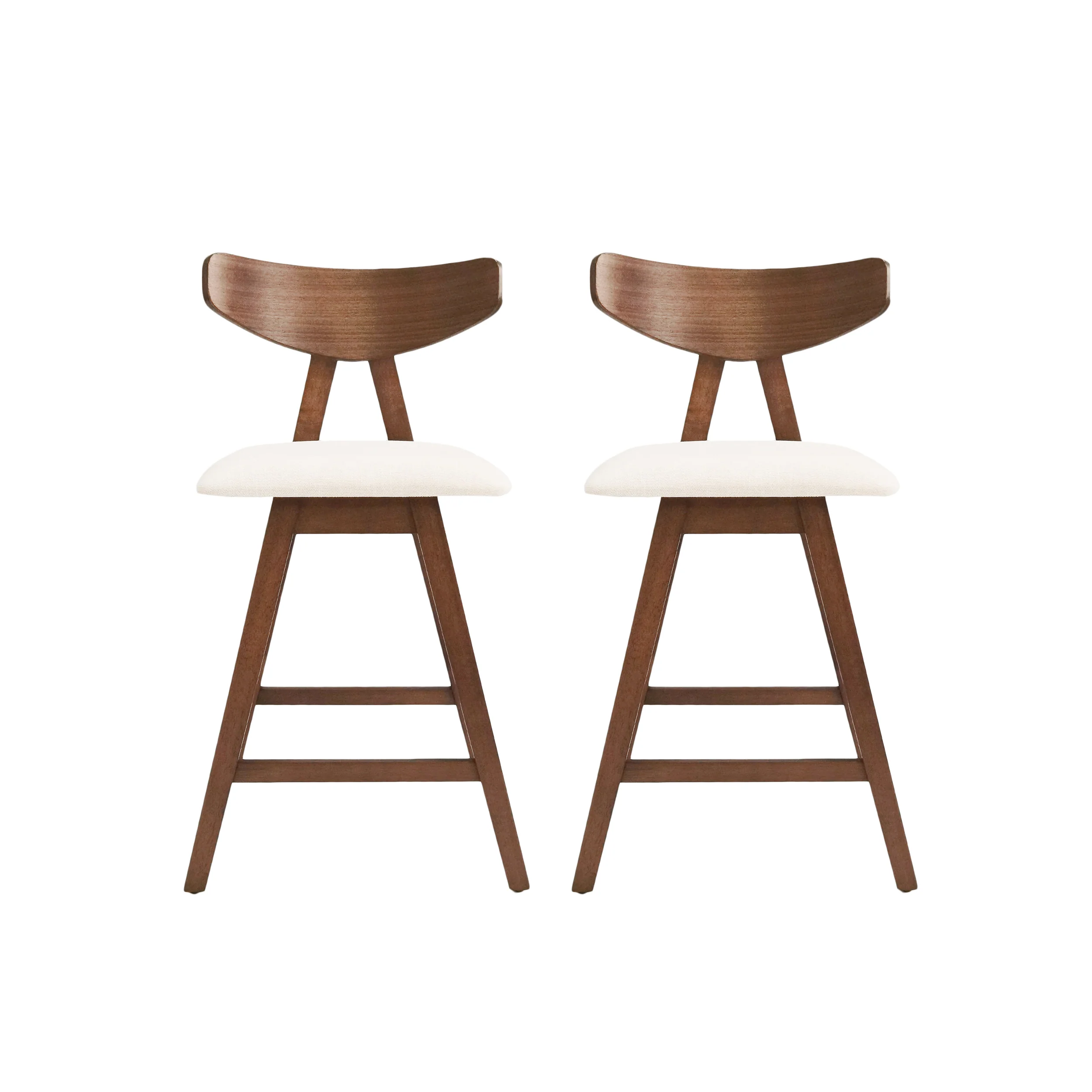 Sunapee Mid Century Modern Fabric Upholstered Wood 25 Inch Counter Stools (Set of 2) - furnishings
