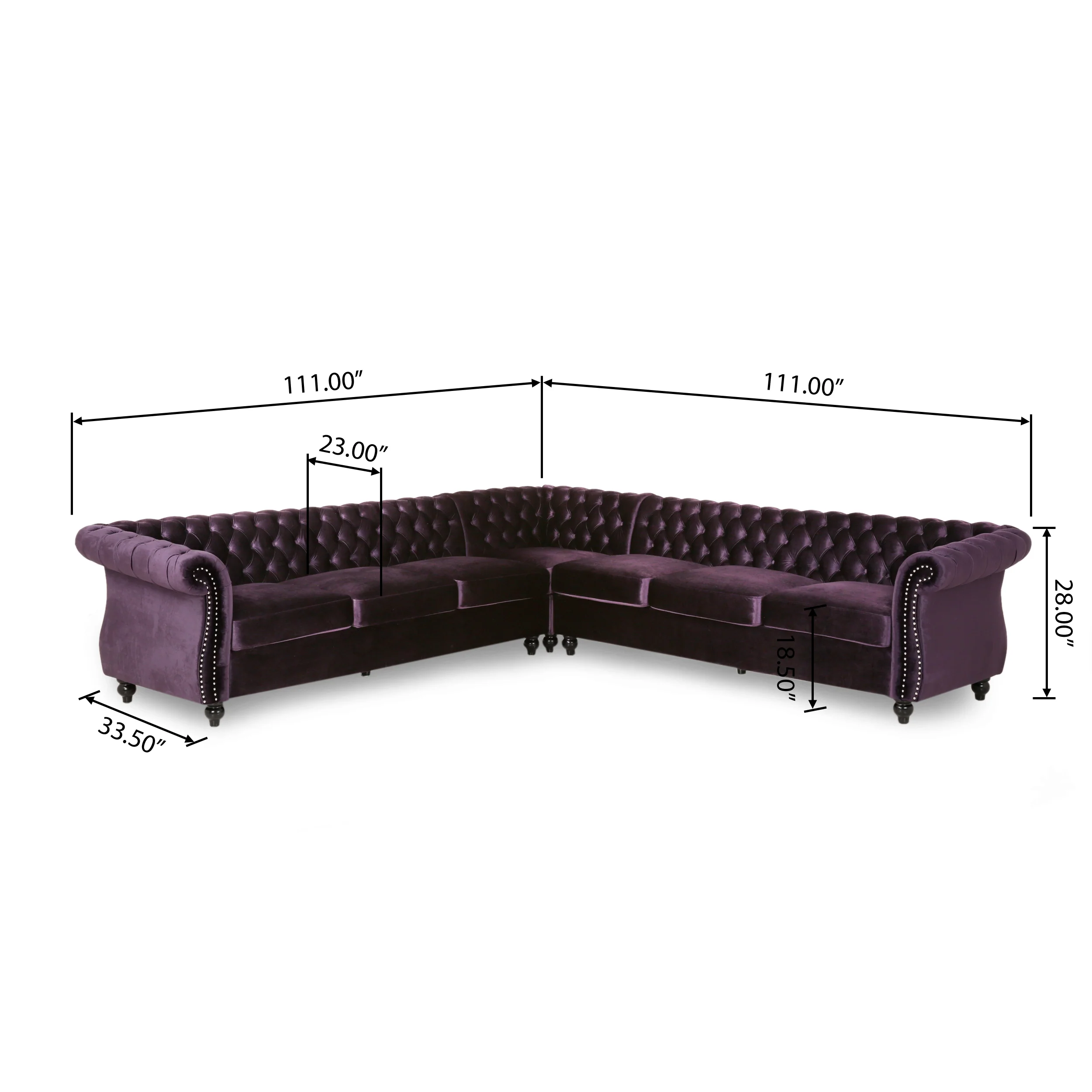 Samantha 7 Seater Tufted Velvet Chesterfield Sectional - furnishings