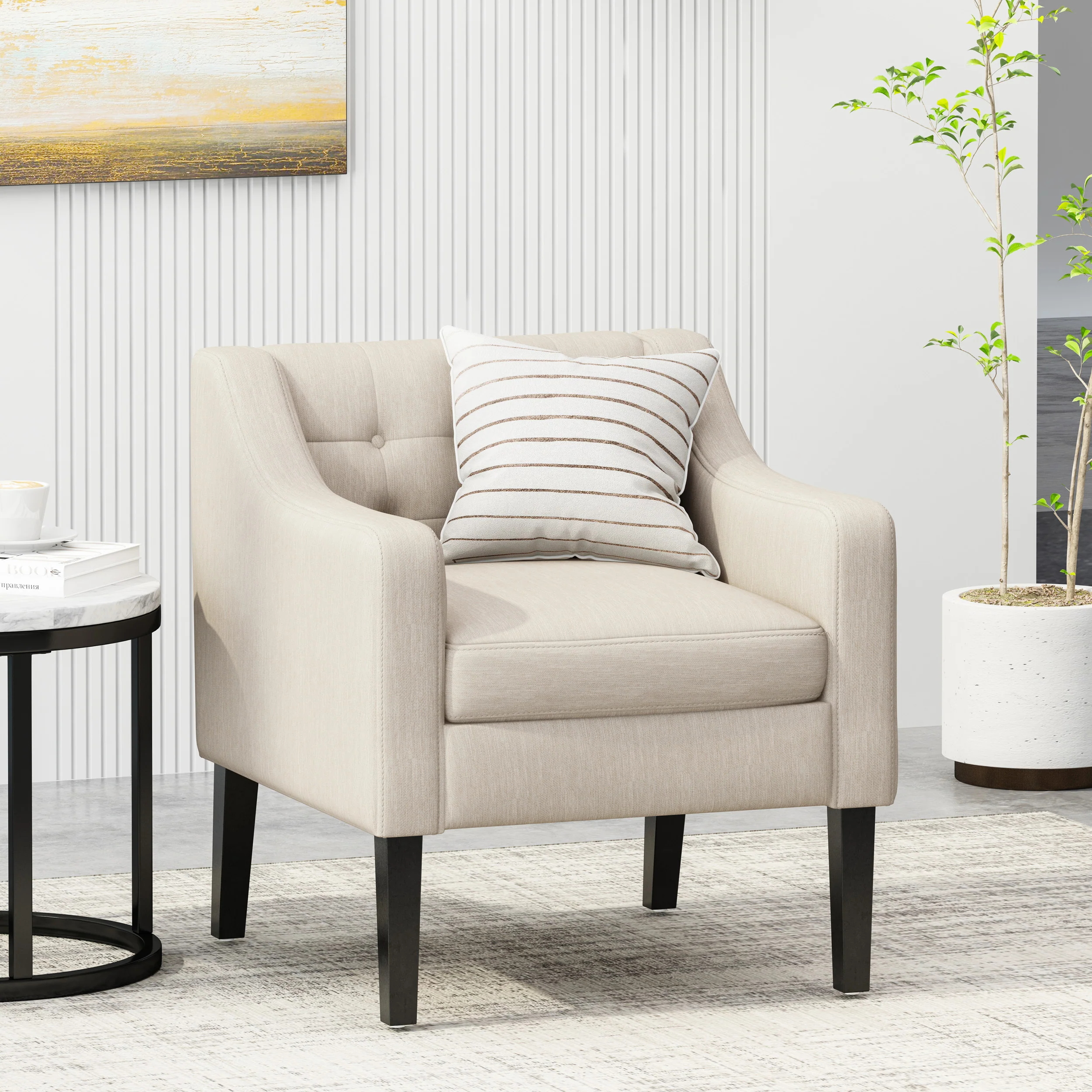 Aragon Contemporary Fabric Tufted Accent Chair - furnishings