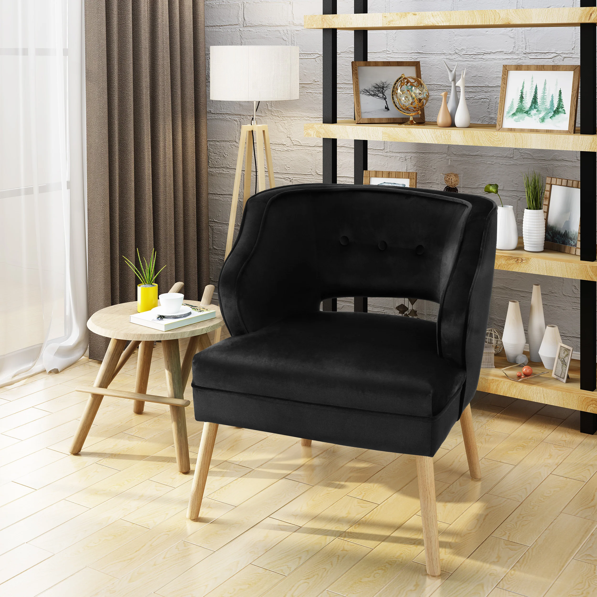 Michaela Mid Century Modern Velvet Accent Chair - furnishings