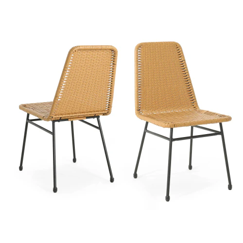 Lunara PE Wicker Dining Chair, Metal Base, Set of 2 - furnishings