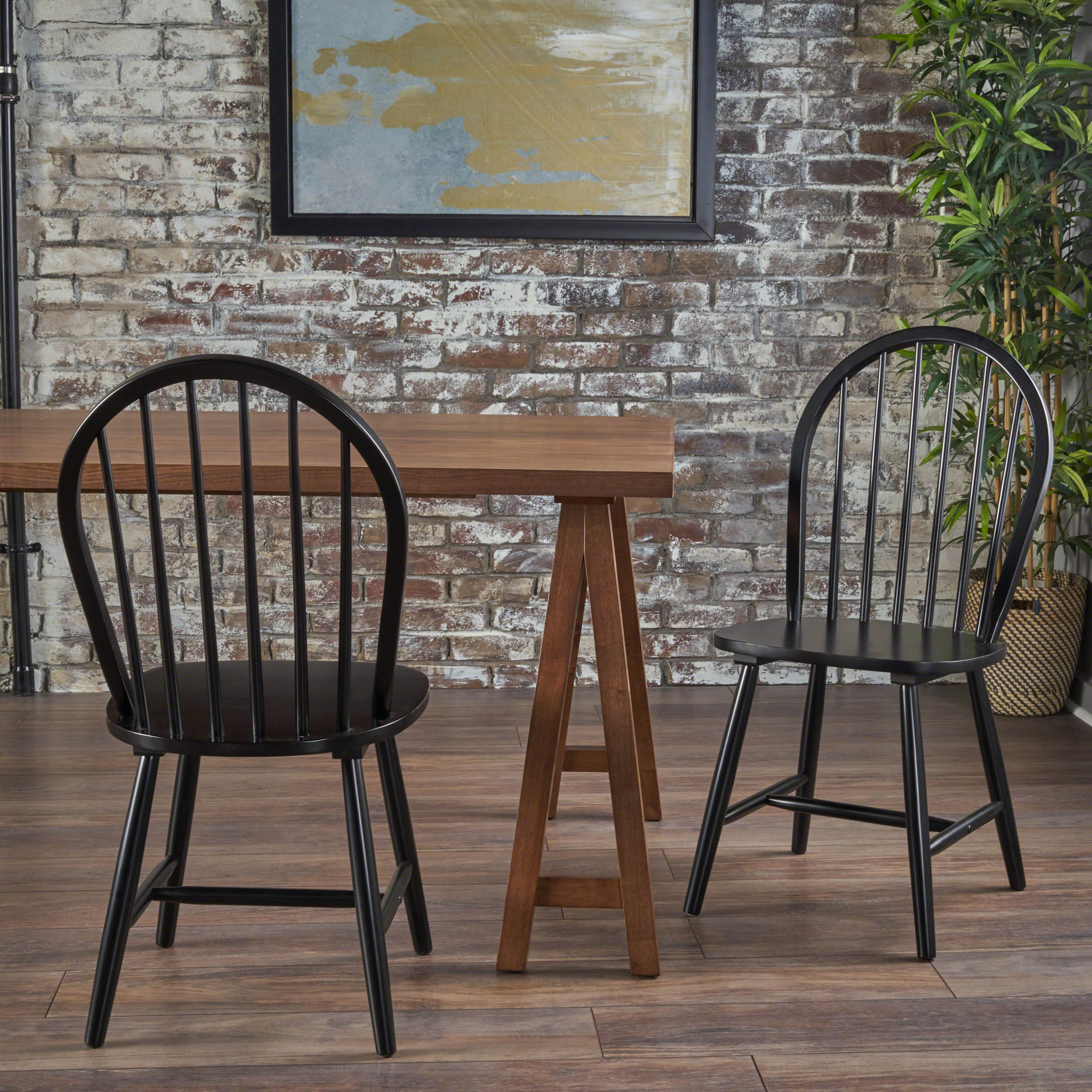 Crosby Farmhouse Cottage High Back Spindled Rubberwood Dining Chairs (Set of 2) - furnishings