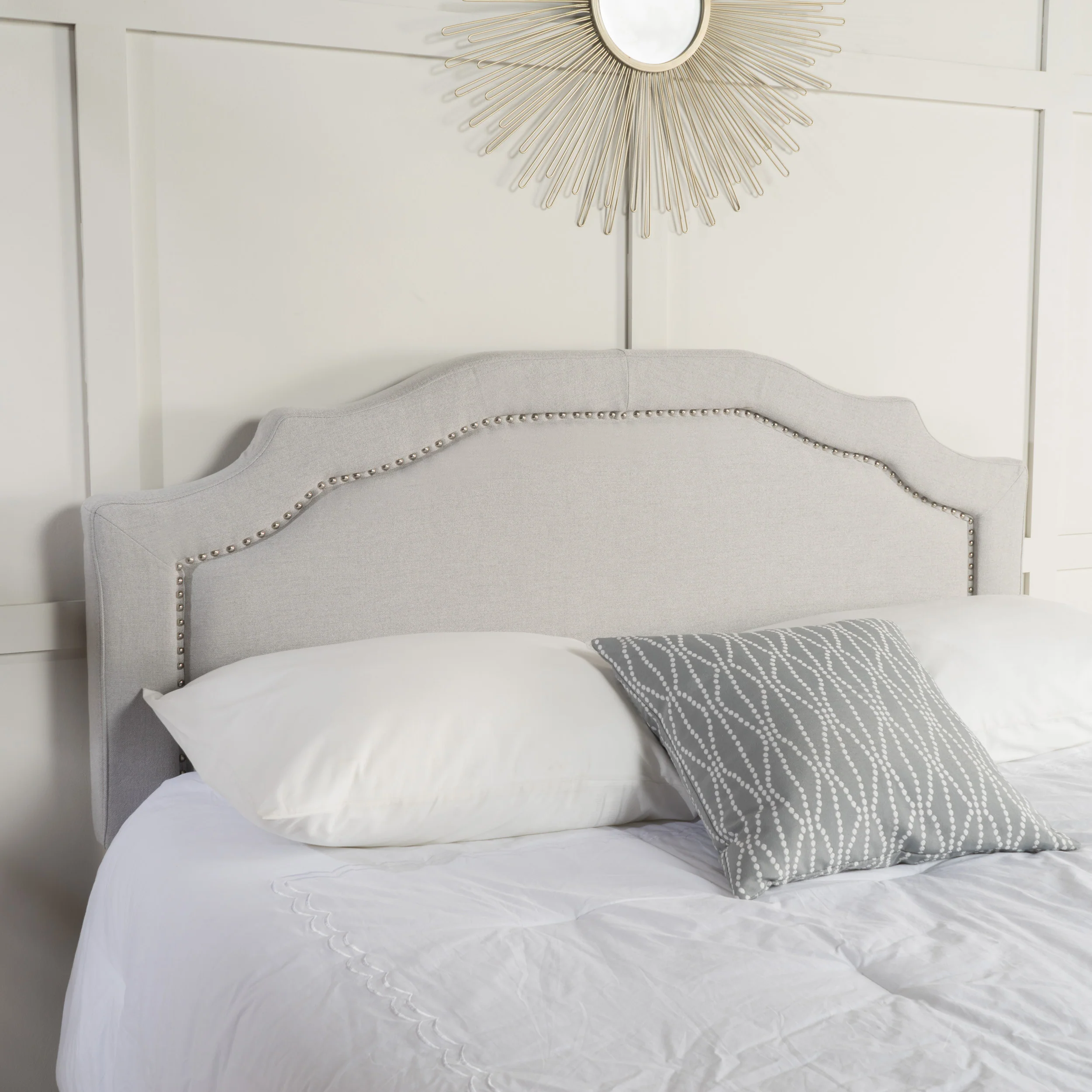 Broswell Light Grey Fabric Queen/ Full Headboard - furnishings