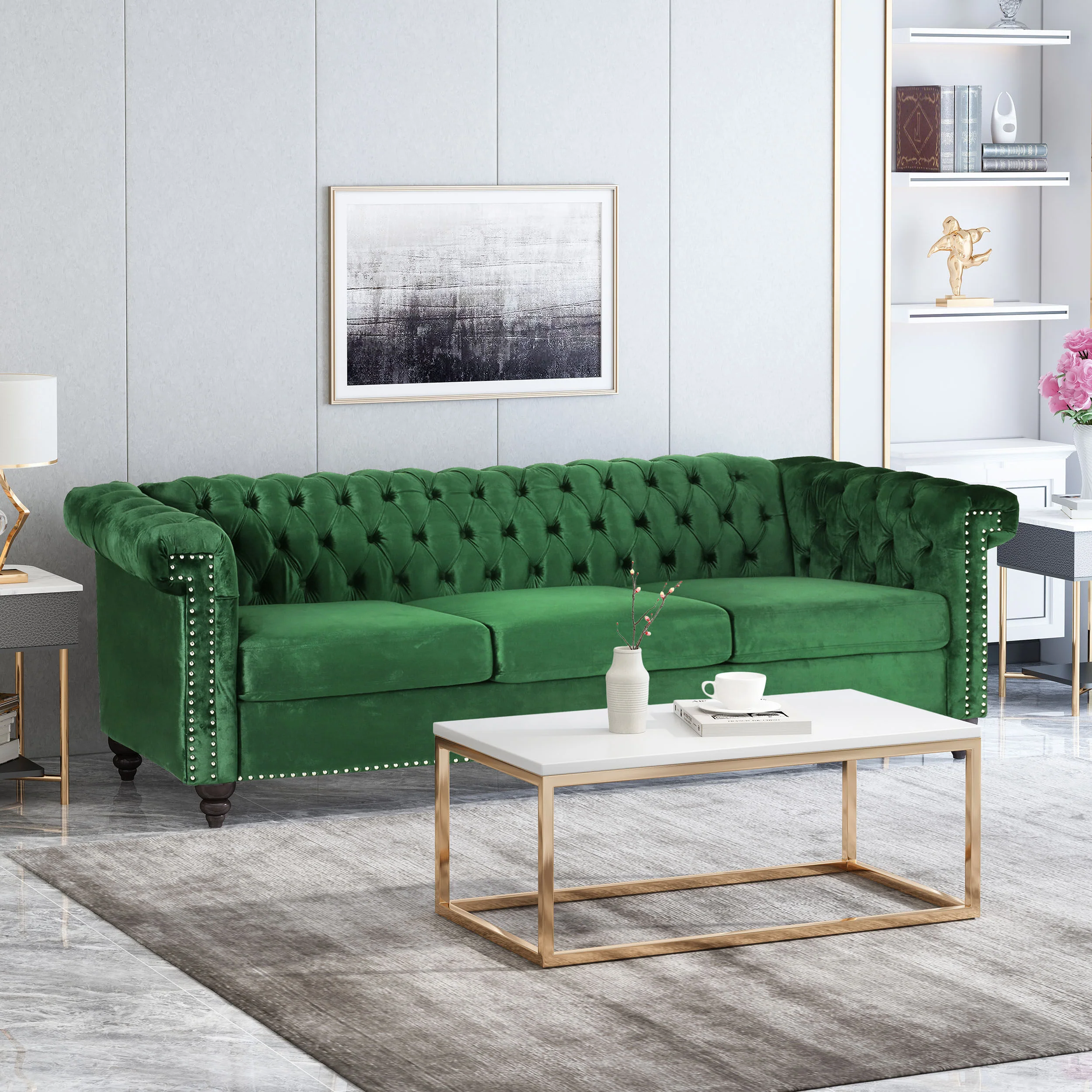 Zyiere Tufted Chesterfield 3 Seater Sofa - furnishings