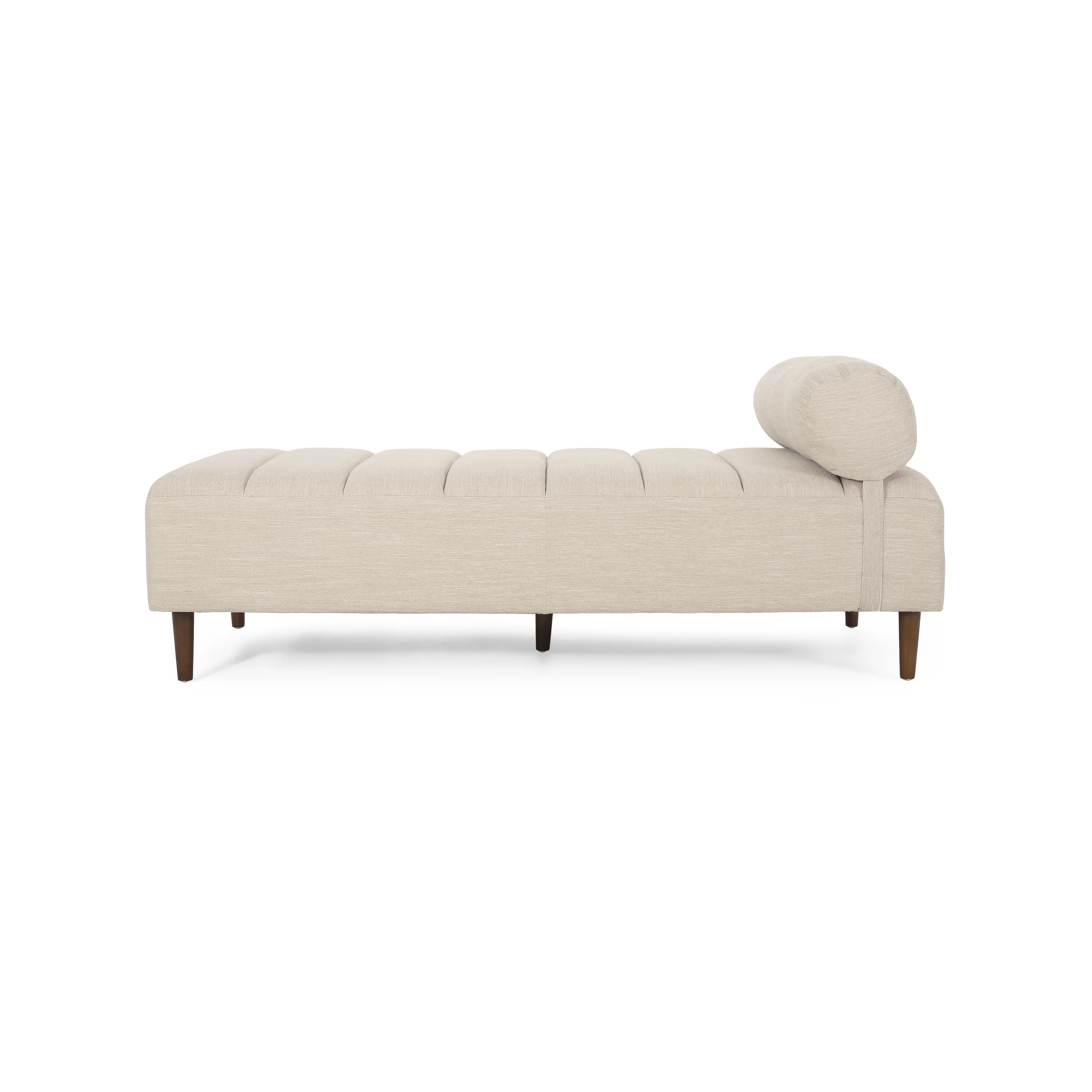 Holmwood Mid Century Modern Fabric Tufted Chaise Lounge with Bolster Pillow - furnishings