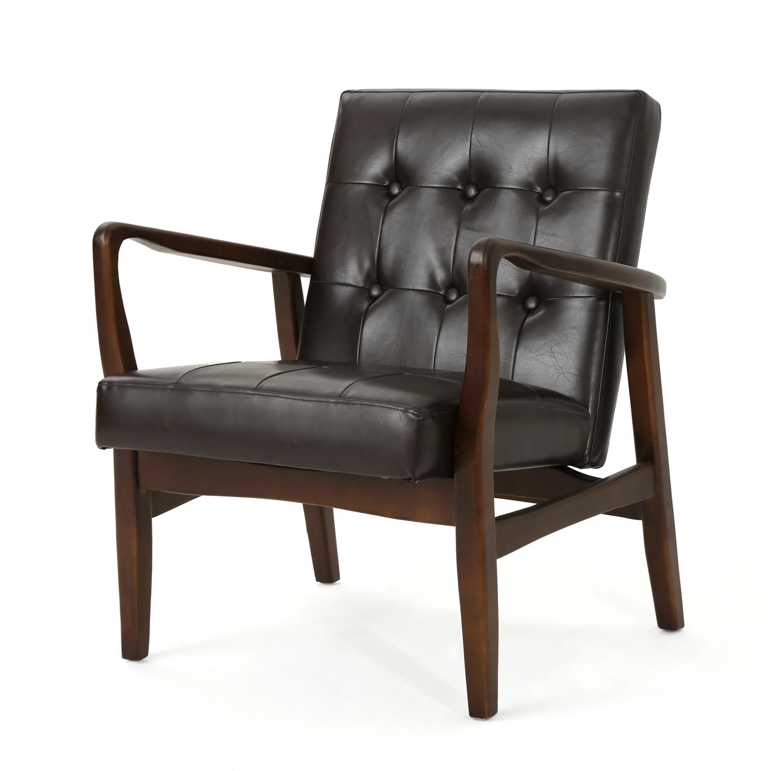 Callisto Mid Century Modern Leather Club Chair - furnishings