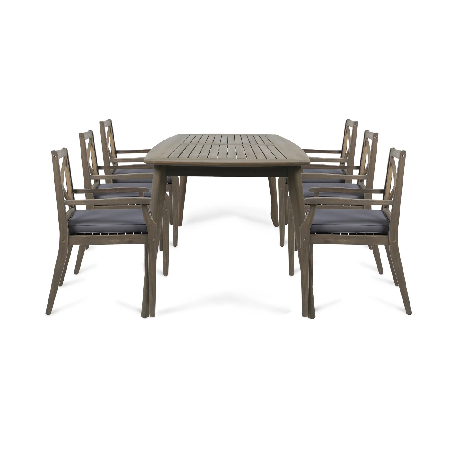 Divyansh Outdoor 7 Piece Acacia Wood Dining Set - furnishings