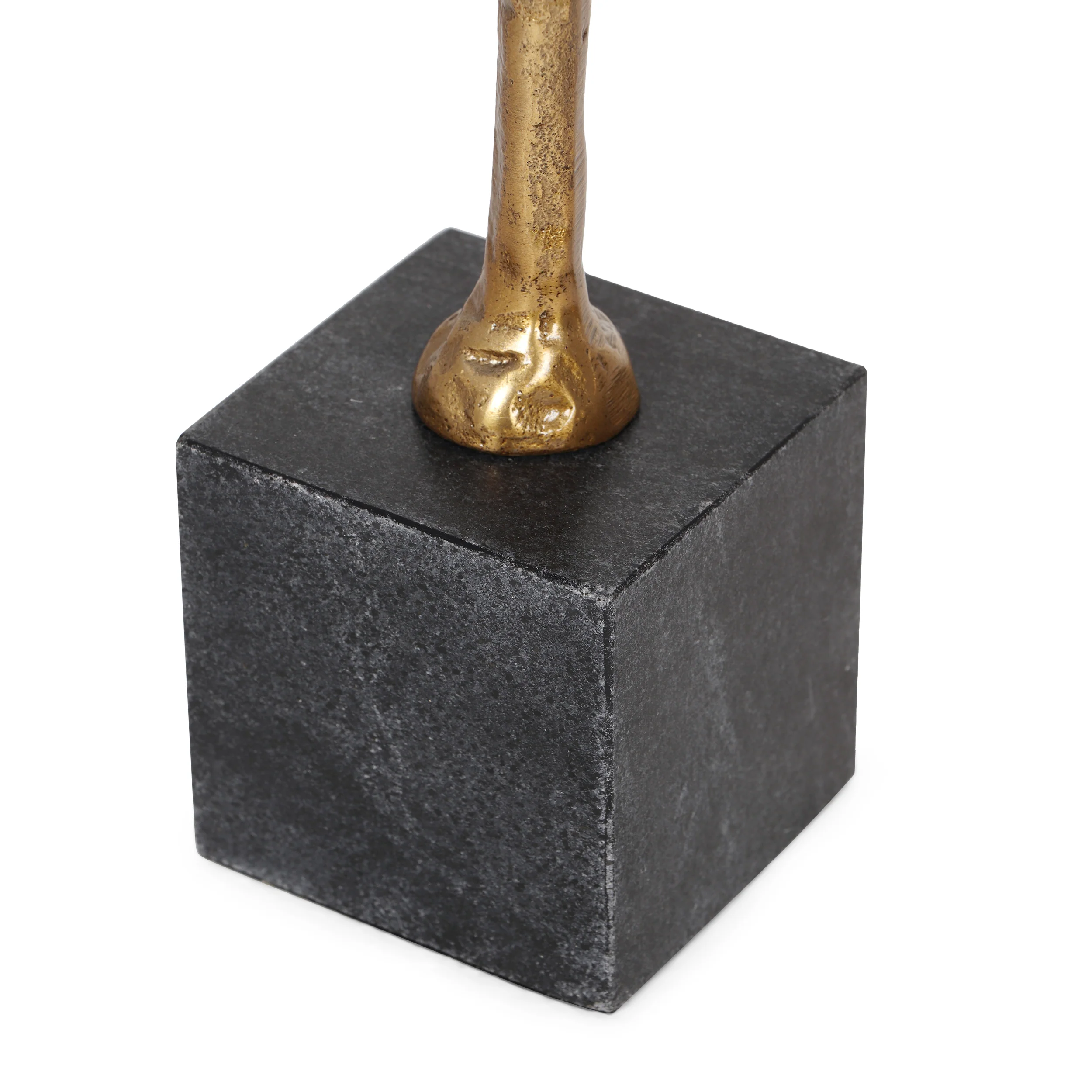 Litch Handmade Aluminum Skull Tabletop Decor on Marble Base (Set of 3), Raw Brass and Black - furnishings