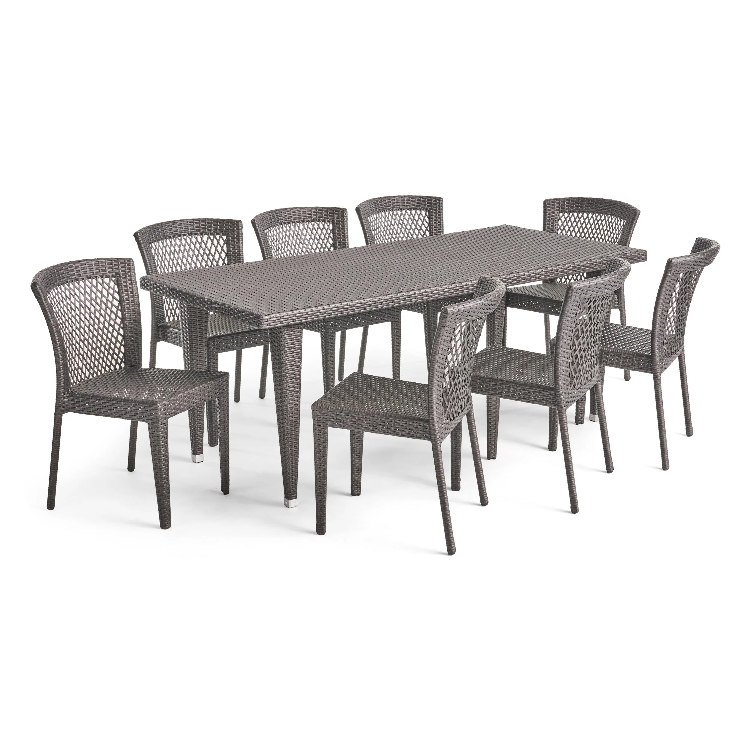 Herman Outdoor 9 Piece Wicker Dining Set, Grey - furnishings