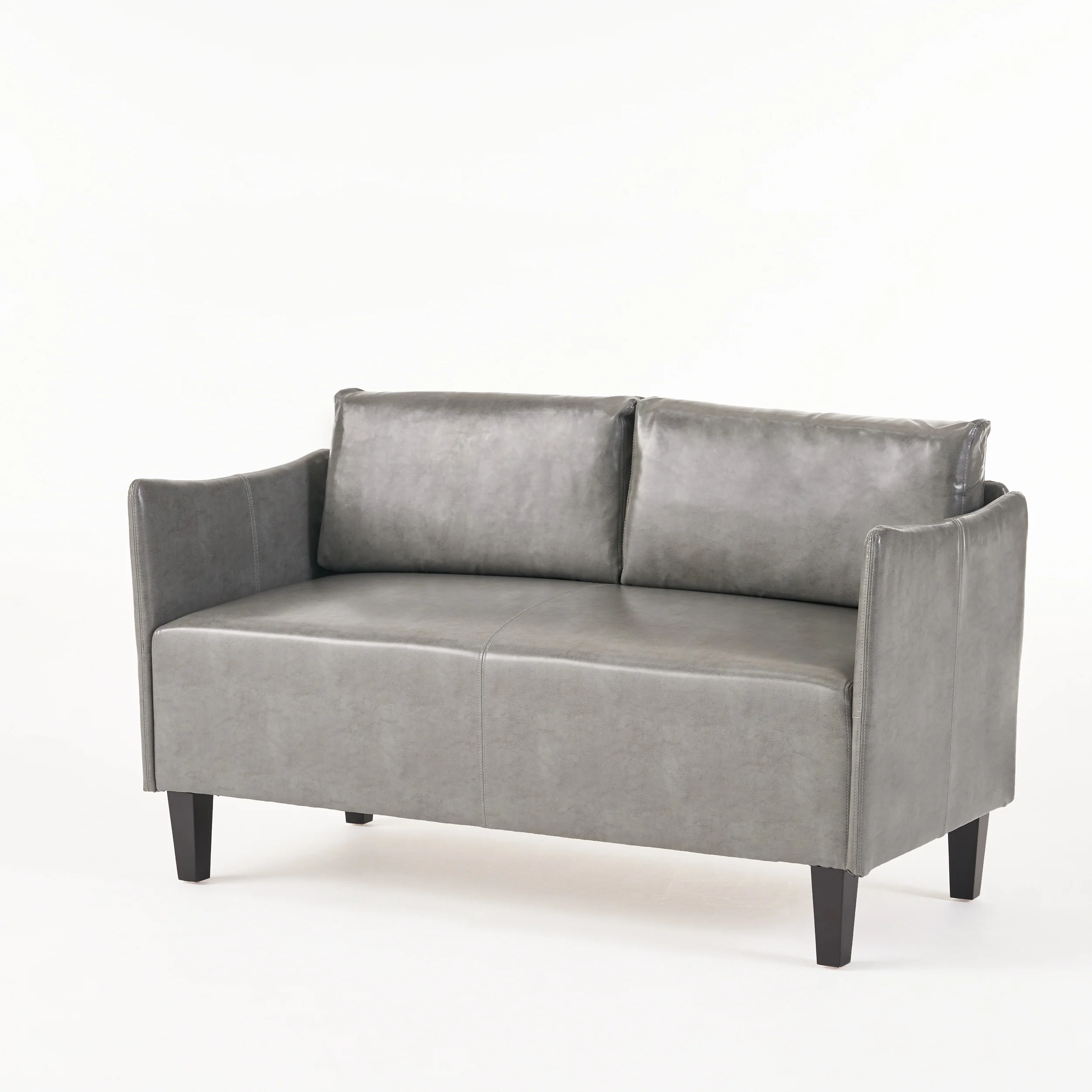 Nile Grey Leather Loveseat - furnishings