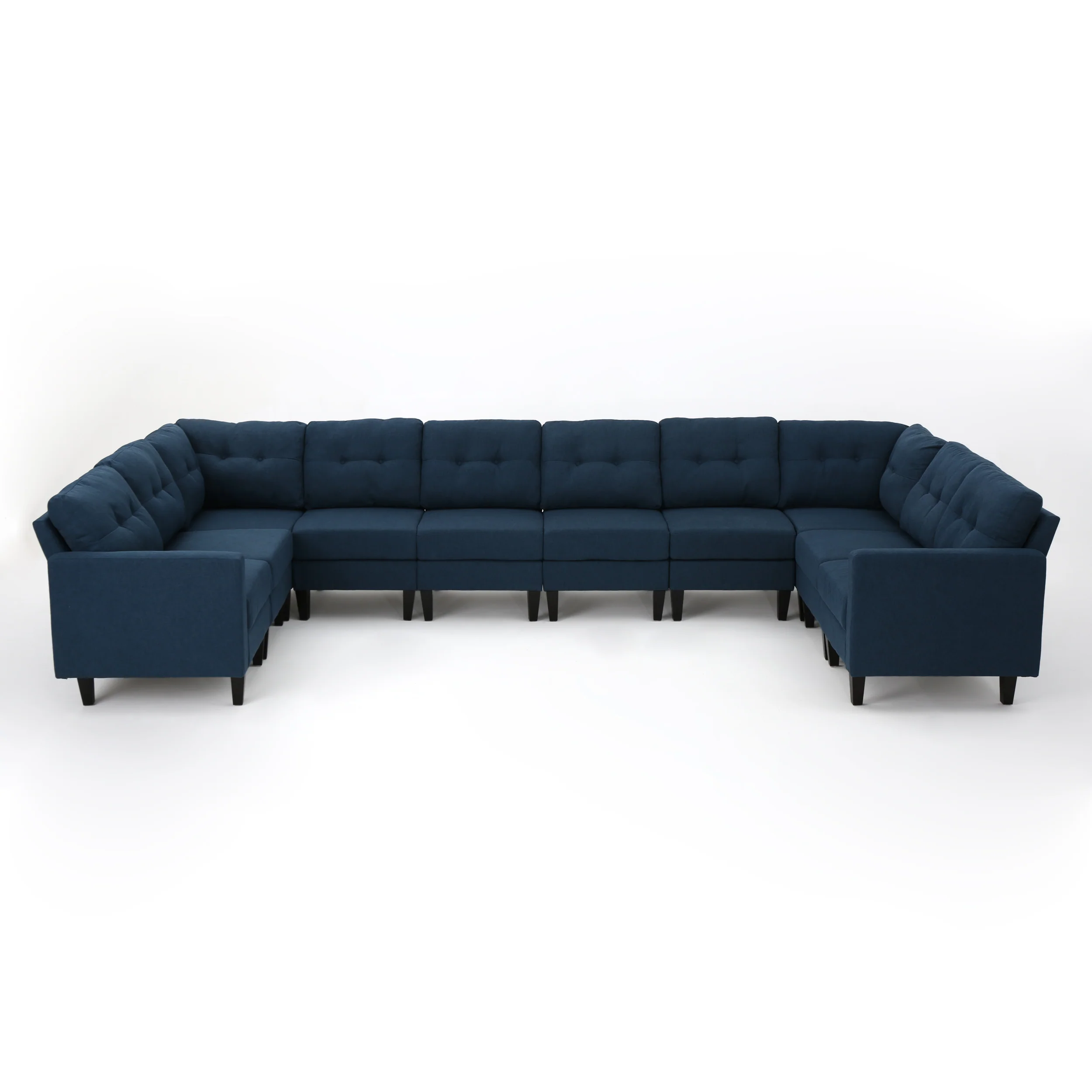 Niya Mid Century Modern 10 Piece Fabric U-Shaped Sectional Sofa - furnishings