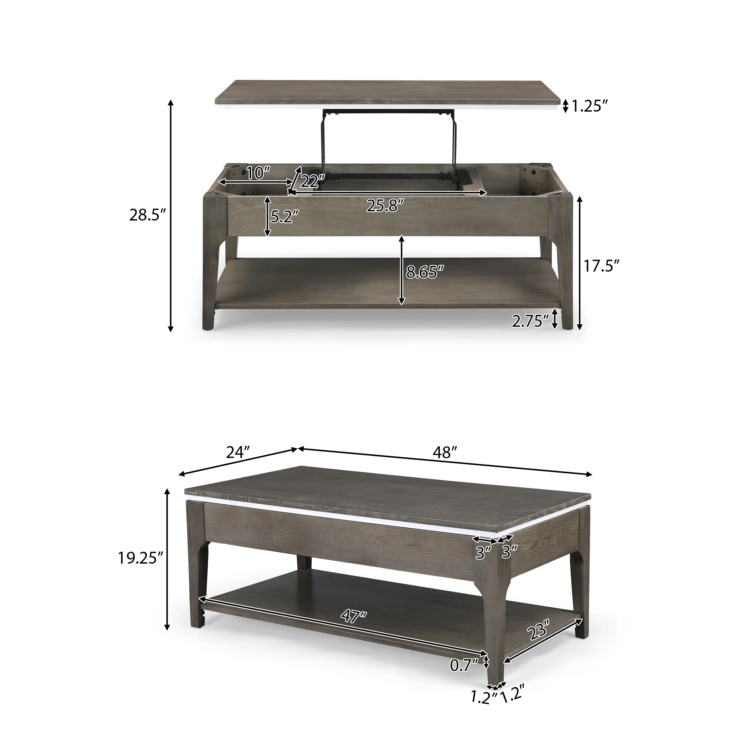 Adeel Transitional Lift-Top Coffee Table - furnishings