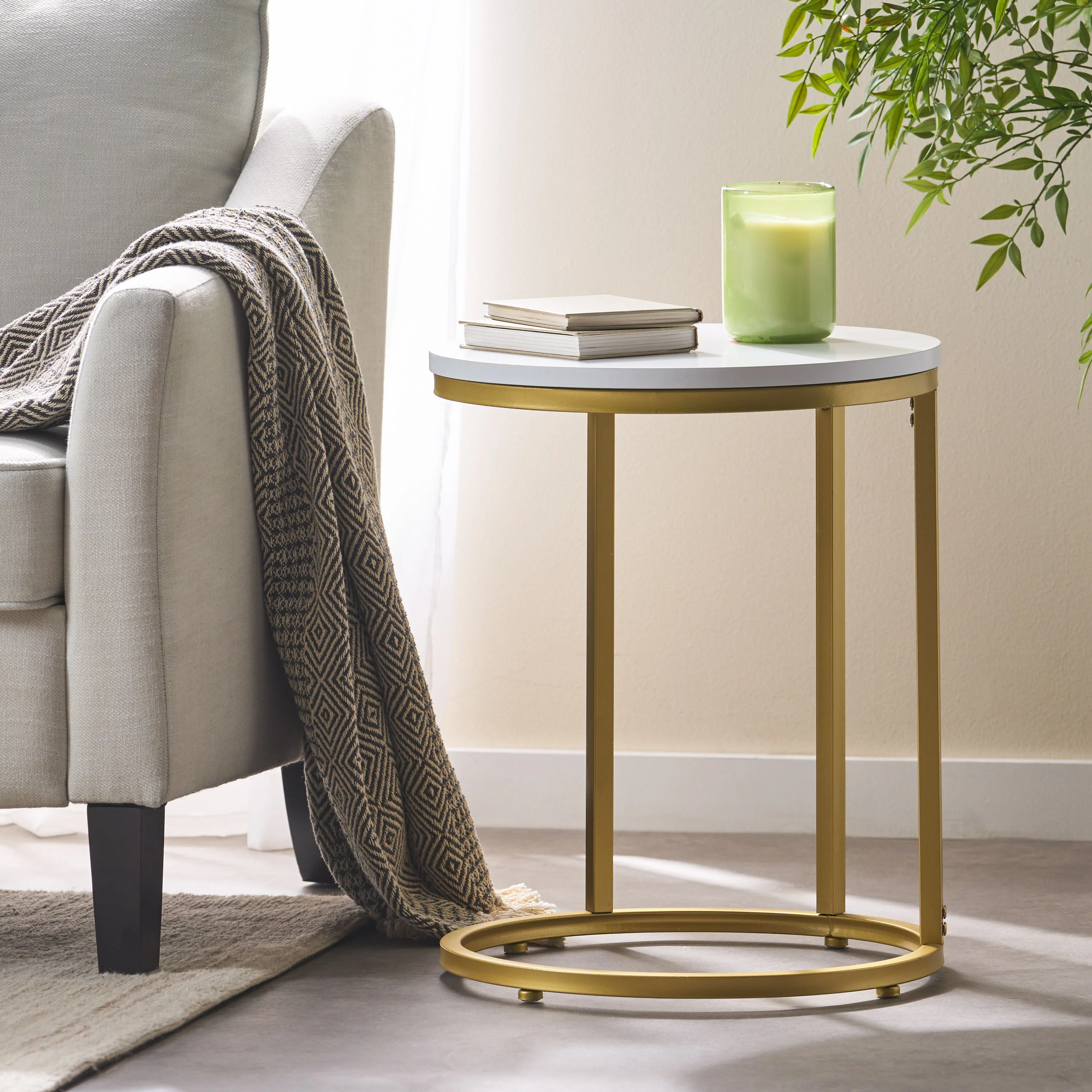 Mcgill Modern Glam C-Shaped End Table - furnishings