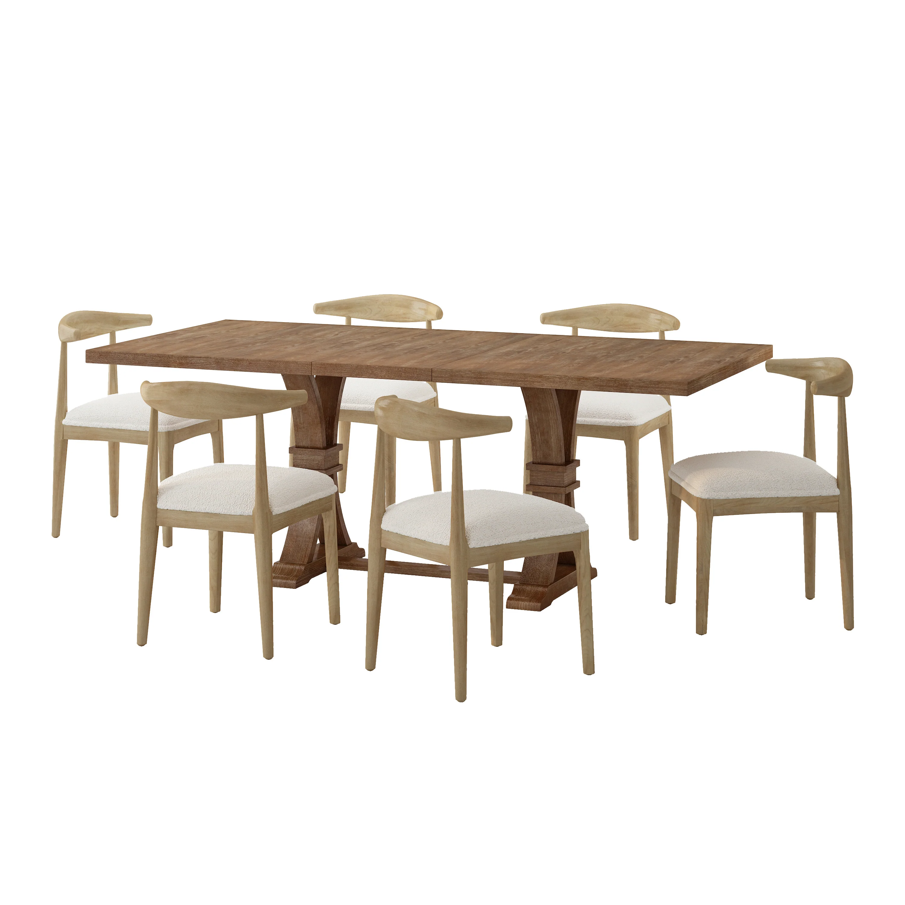 Derring Contemporary Fabric Upholstered Wood 7 Piece Dining Set - furnishings